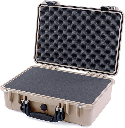 Miniatura 3 de Funda Tan Pelican 1500 con mango negro y pestillos Viene con Espuma.