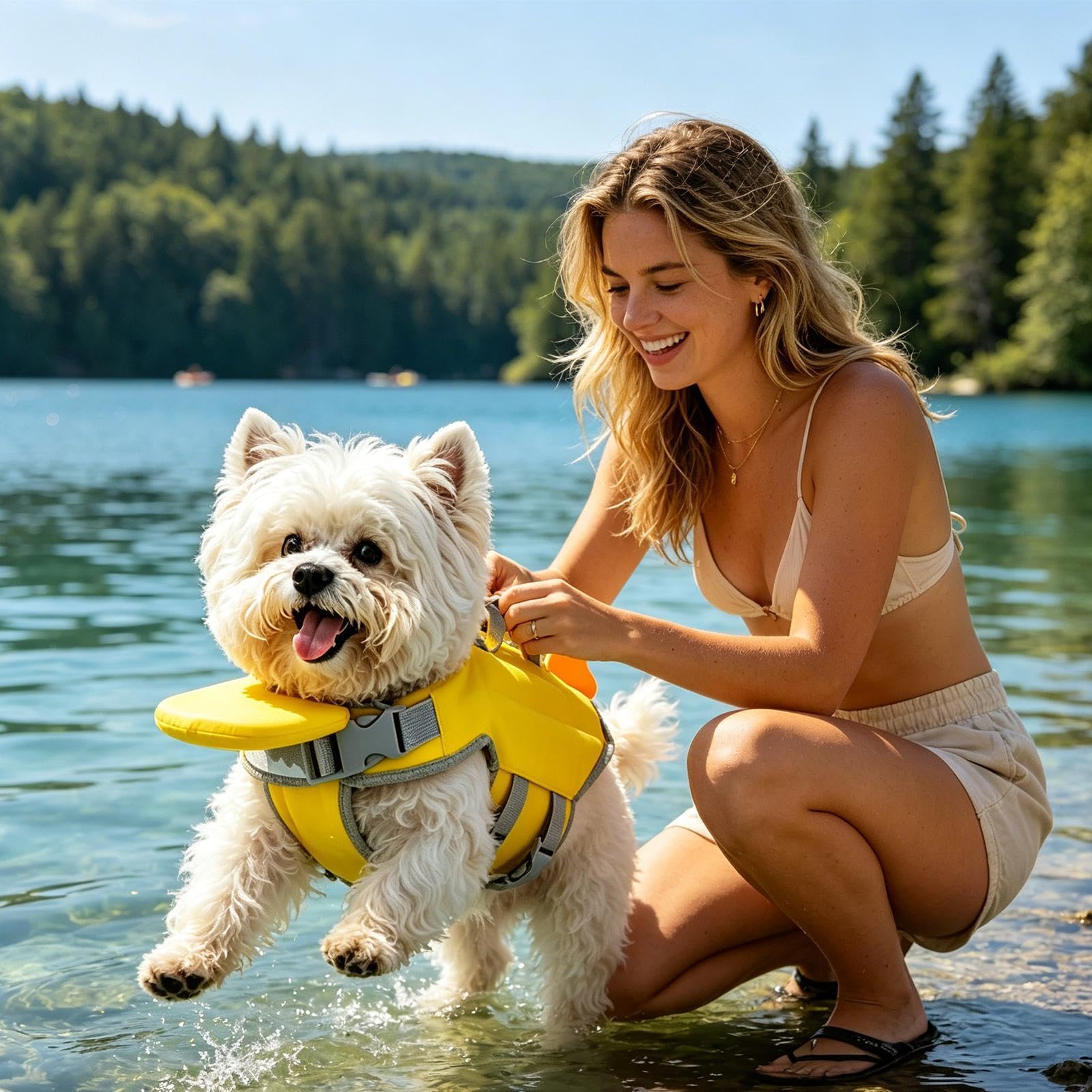 Dog Life Vest - Supports Swimming Water Play & Training, High Buoyancy Floatation Aid Jacket, XS S M Bust Sizes + 1.5kg To 10kg Load Capacity, Heavy Duty Oxford Cloth - for River & Beach