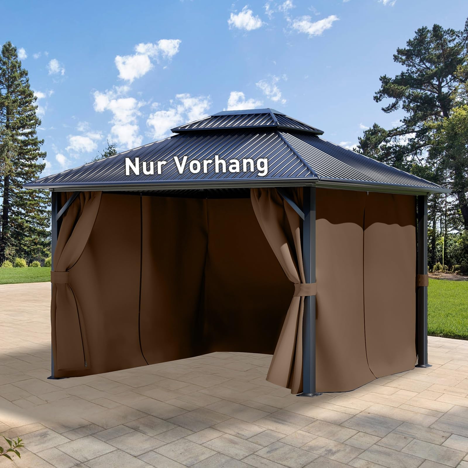 Aoodor Garden Outdoor Vorhang, 4 Stück Pavillon Seitenteile, Wasserdichte Sichtschutz Gardinen mit Reißverschluss für Terrassen-Pergolen und Markisen (nur Vorhänge)