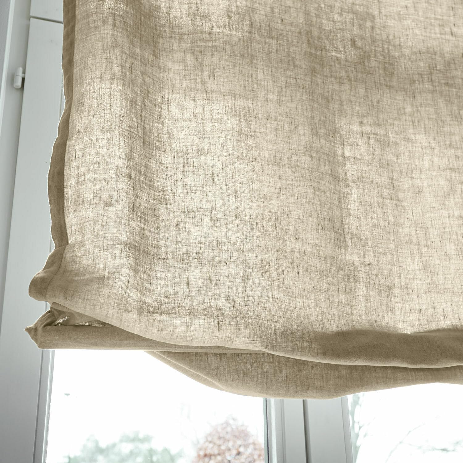 Loberon Lunavaux Store Bateau - Pur Lin - Réglable en Hauteur en continu, crème