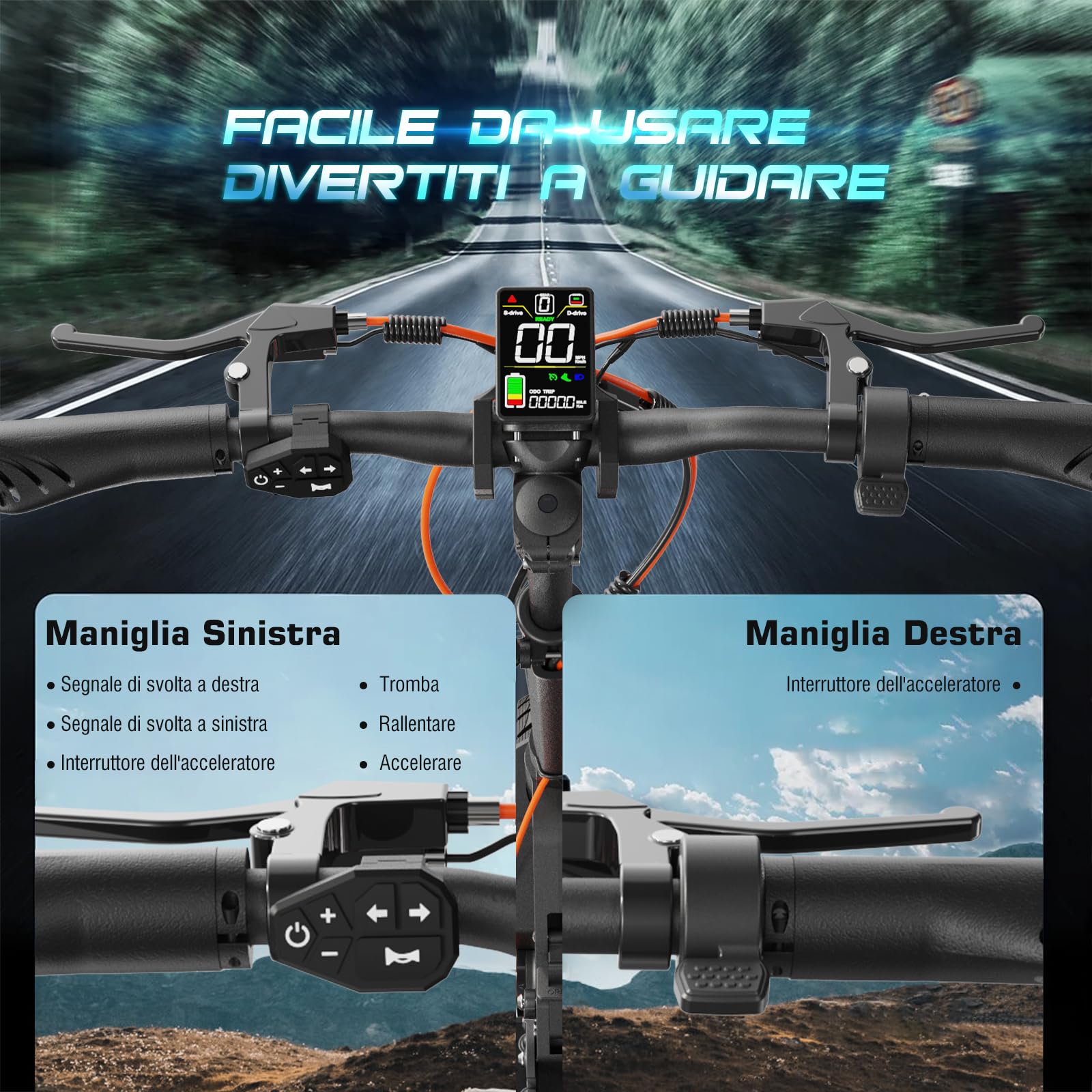 JOYOR Monopattino Elettrico, 60-90KM 48/60V 18Ah, Carico 150kg, Doppio Ammortizzatore e Freni a Disco Anteriori e Posteriori, Monopattino Elettrico per Adulti Pieghevole