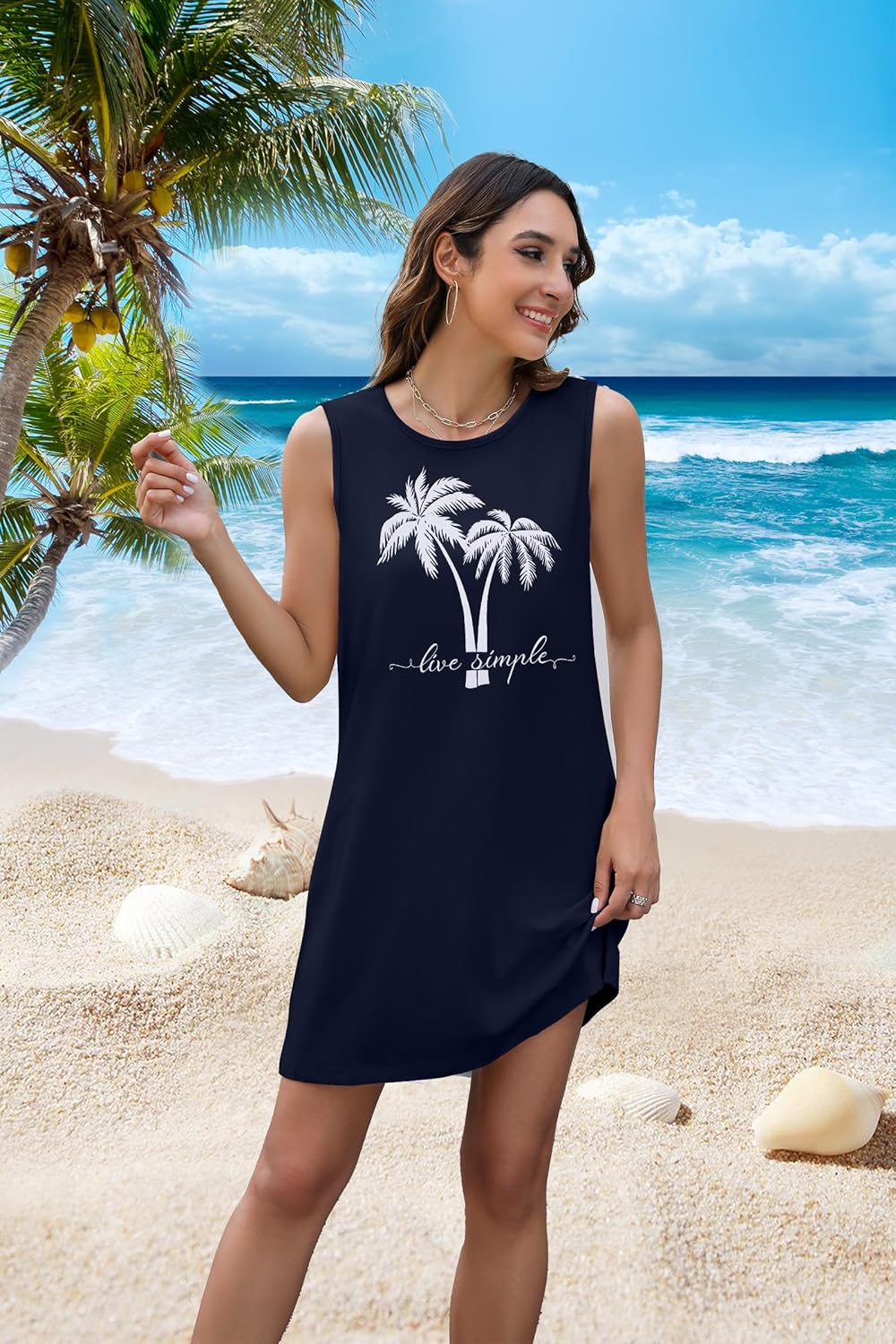 Summer Sundress for Women Graphic Mini Tank Dress Sleeveless Beach Dresses Short Casual Sun Dresses - Image 5