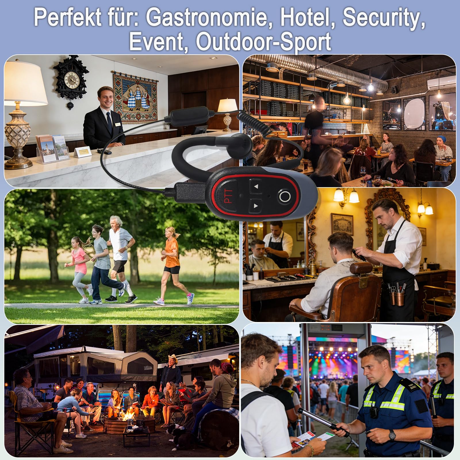 T-M10P 2er Set Super Mini Funkgerät mit Headset KI-Sprachsteuerung | Hände frei, Aufladbar, 16 Kanäle, 48h Betrieb, 3 Kilometer Walkie Talkie Set – Ideal für Restaurant, Hotel, Reisen, Outdoor