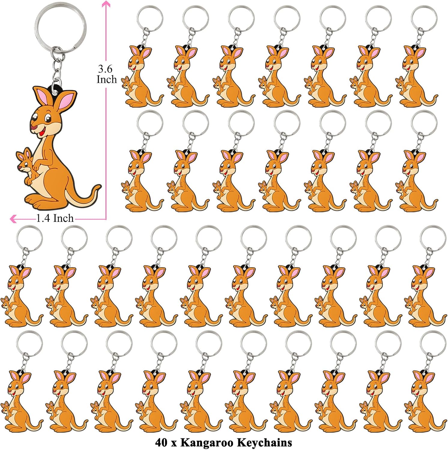 40 Pack Kangaroo Keychains Party Favors for Safari Animal Themed Baby Shower, Family Mama Baby Party, Birthday, Wedding, School Carnival Rewards, Classroom Prize image 2