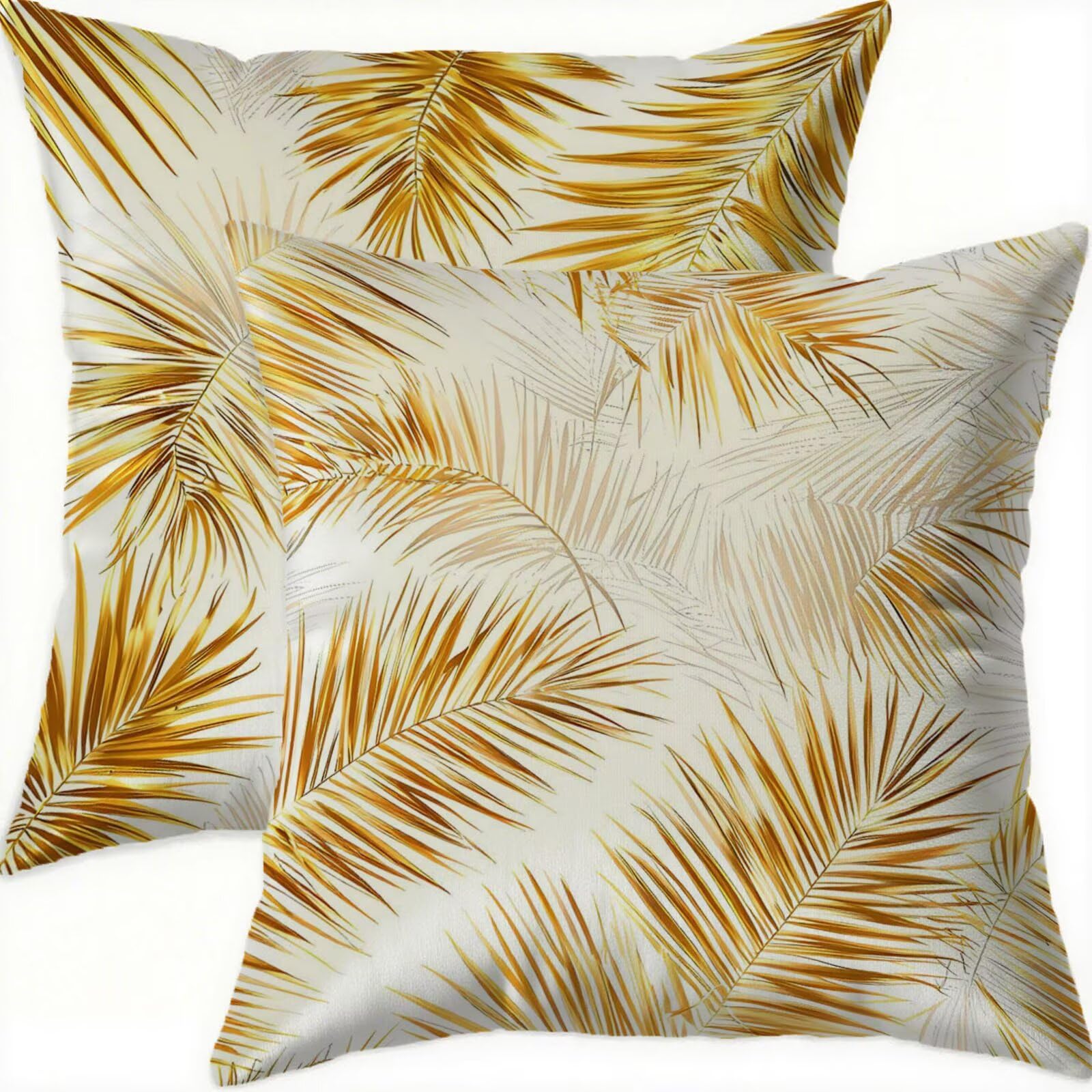 Housse de coussin velours 75x75cm dorée décorative et imperméable