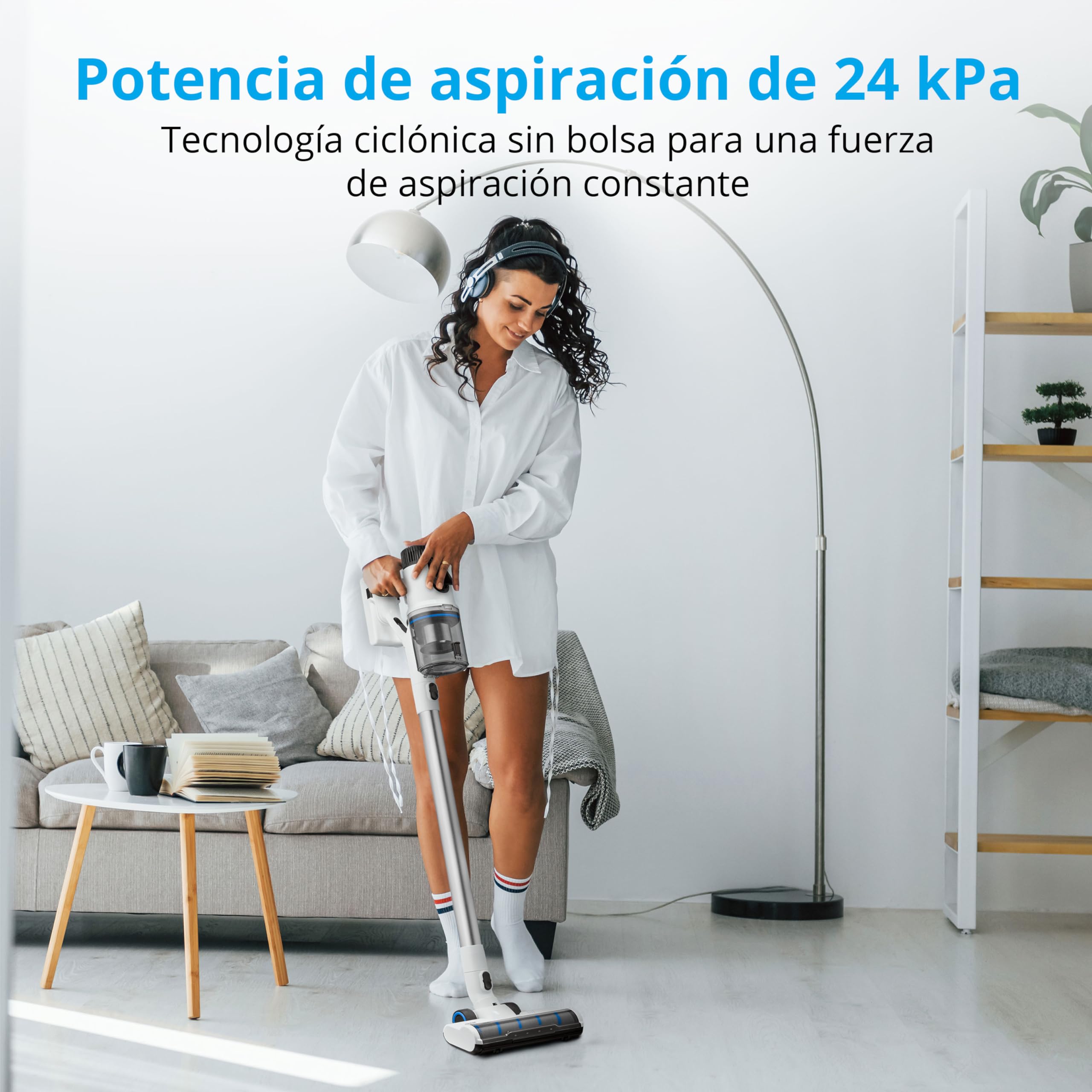 MEDION P350 W Aspirador Vertical 3 en 1, Aspirador sin Bolsa con estación de Carga y función mopa, aspiradora sin Cable con 24 kPa y 350 W, aspiradora de Mano con Pantalla táctil y Sensor de Polvo