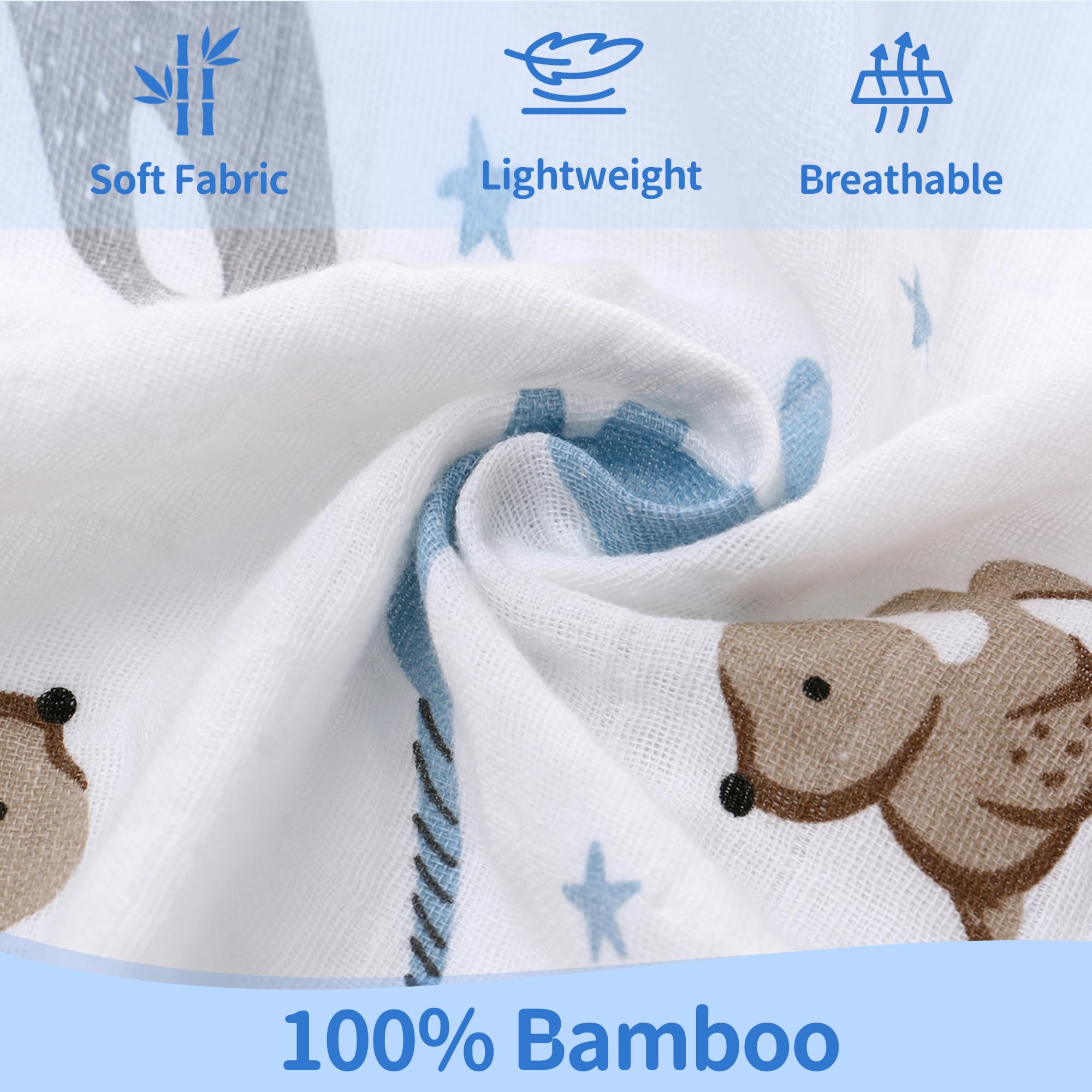 Miracle Baby Bamboo Newborn Baby Blanket Wrap,Large Swaddle Cloths for Baby Boys and Girls 120cm x 120cm Blanket Burp Cloths,Essential Items for Baby Shower - Image 3