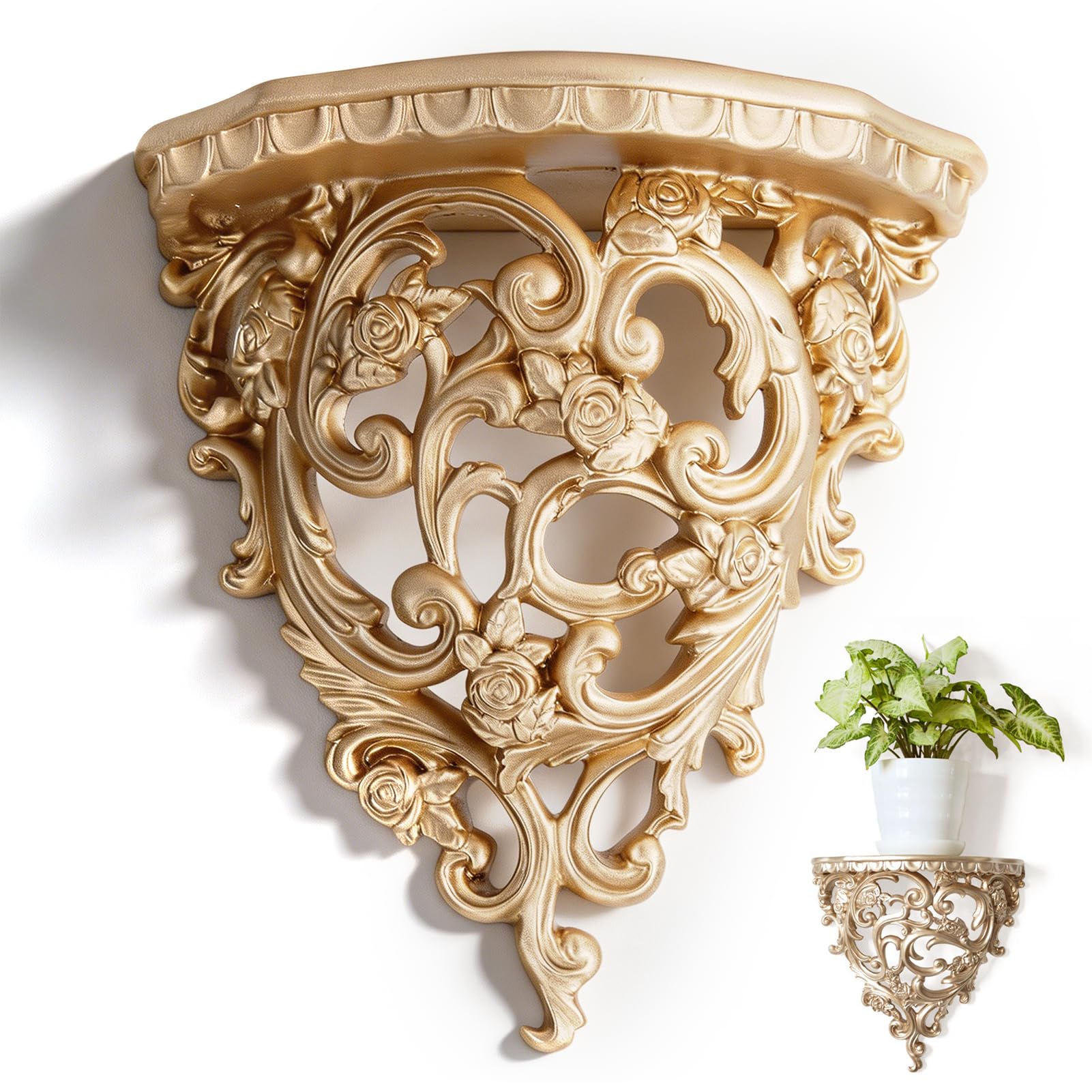 ZAWELIYO Floating Shelves, European Hollow Style Wall Hanging Storage Rack Vintage Wall Shelf Display for Bedrooms Living Rooms Office, Decoration