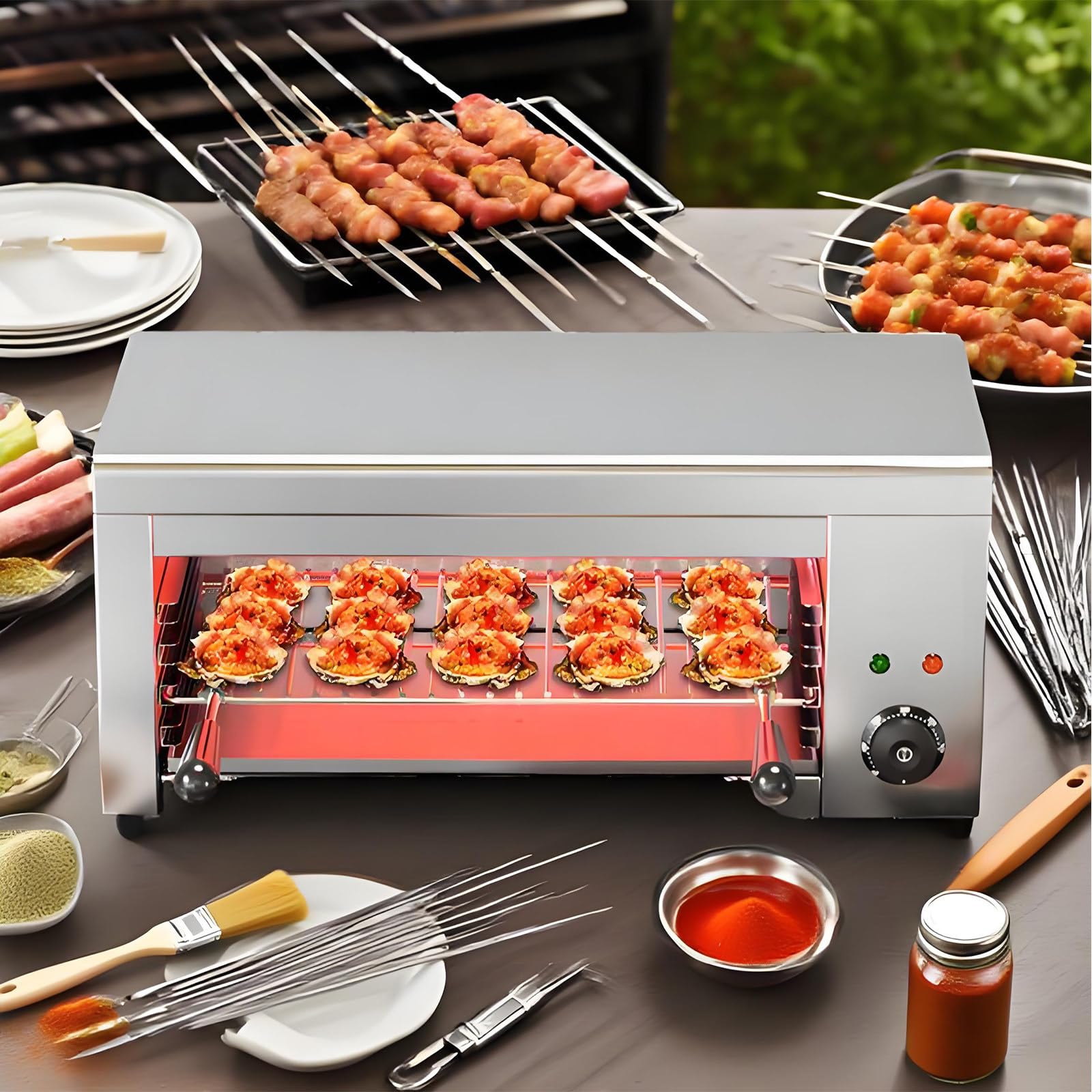 Salamandra Grill, Fundidor de Queso Raclette Eléctrico, Horno Tostador de Acero Inoxidable para Montaje en Pared o Mostrador 50℃-300℃ para Queso, Filete y Carne