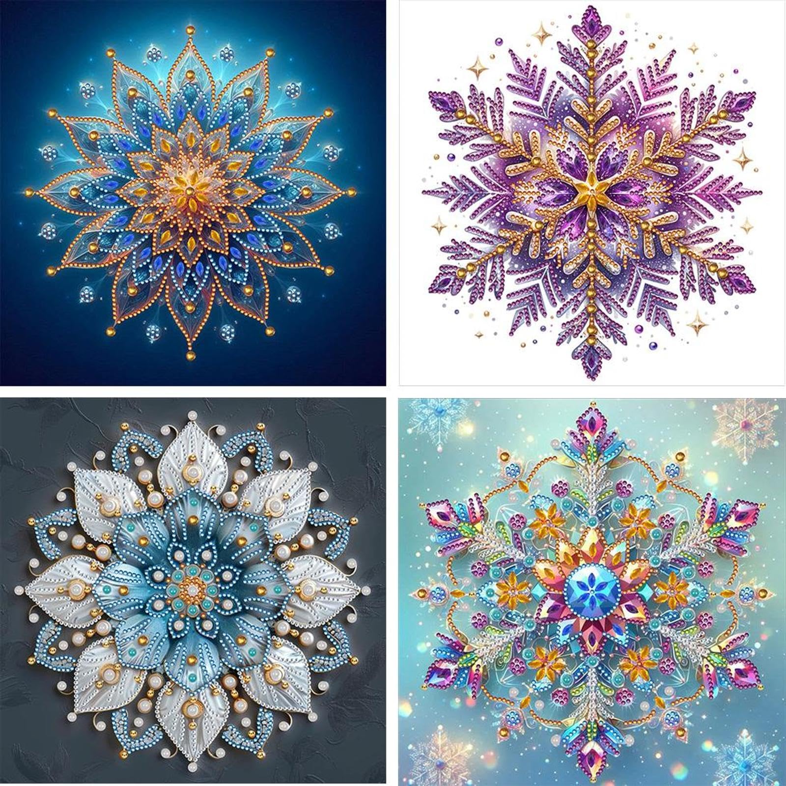 4pcs 5D Special Shape Mandala Diamond Art Painting Kits for Adults, DIY Crystal Rhinestone Gem Art Craft for Beginners, Diamond Mosaic Kit, Home Wall Decor Gift 11.8X11.8inch