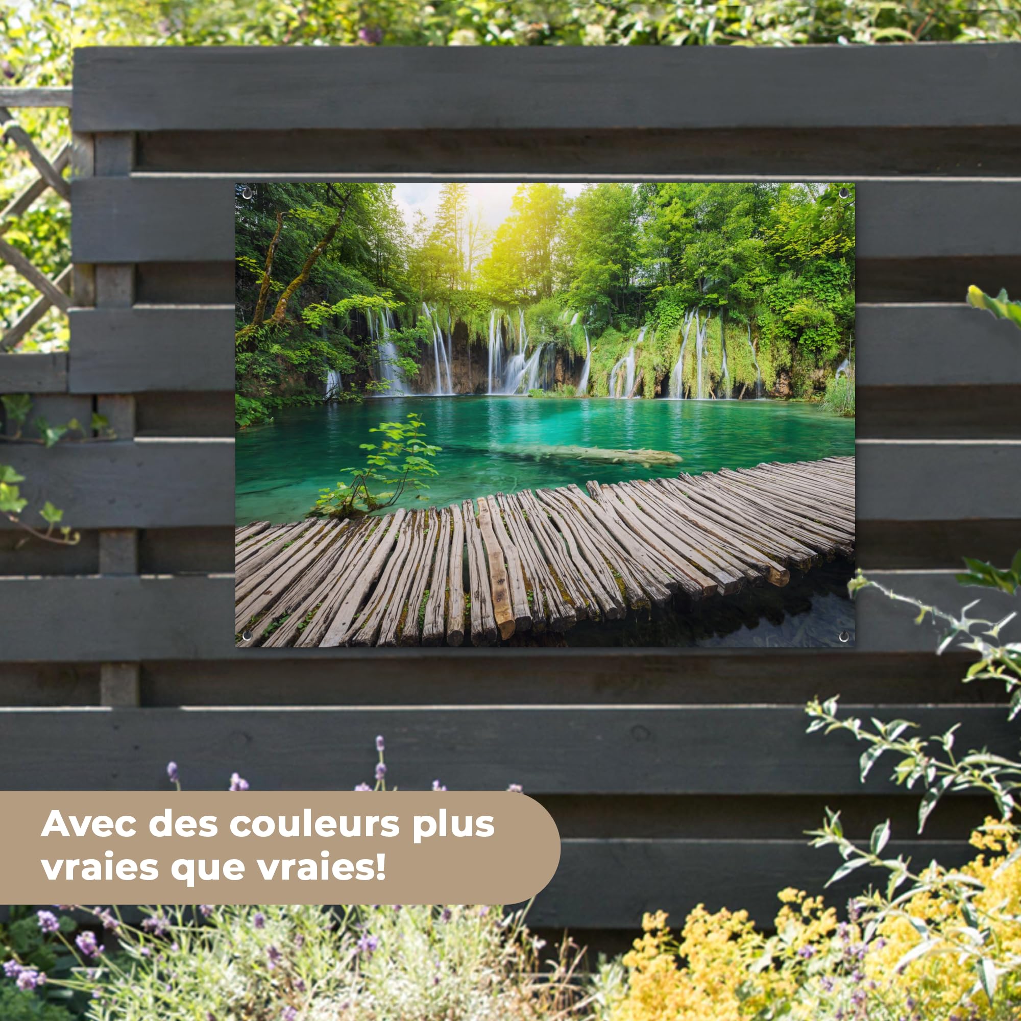 MuchoWow© Poster De Jardin 120x90 cm Decoracion Balcón Wall Decoration Adornos Pared Terraza Exterior Decoración Patio Posters Decorativos Puente - Cascada - Naturaleza