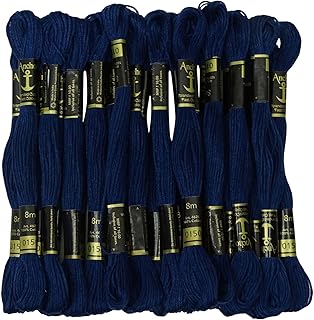 25 x Anchor de Punto de Cruz Bordado de la Mano de la Seda Hilo de Algodon Trenzado madejas-Azul Marino
