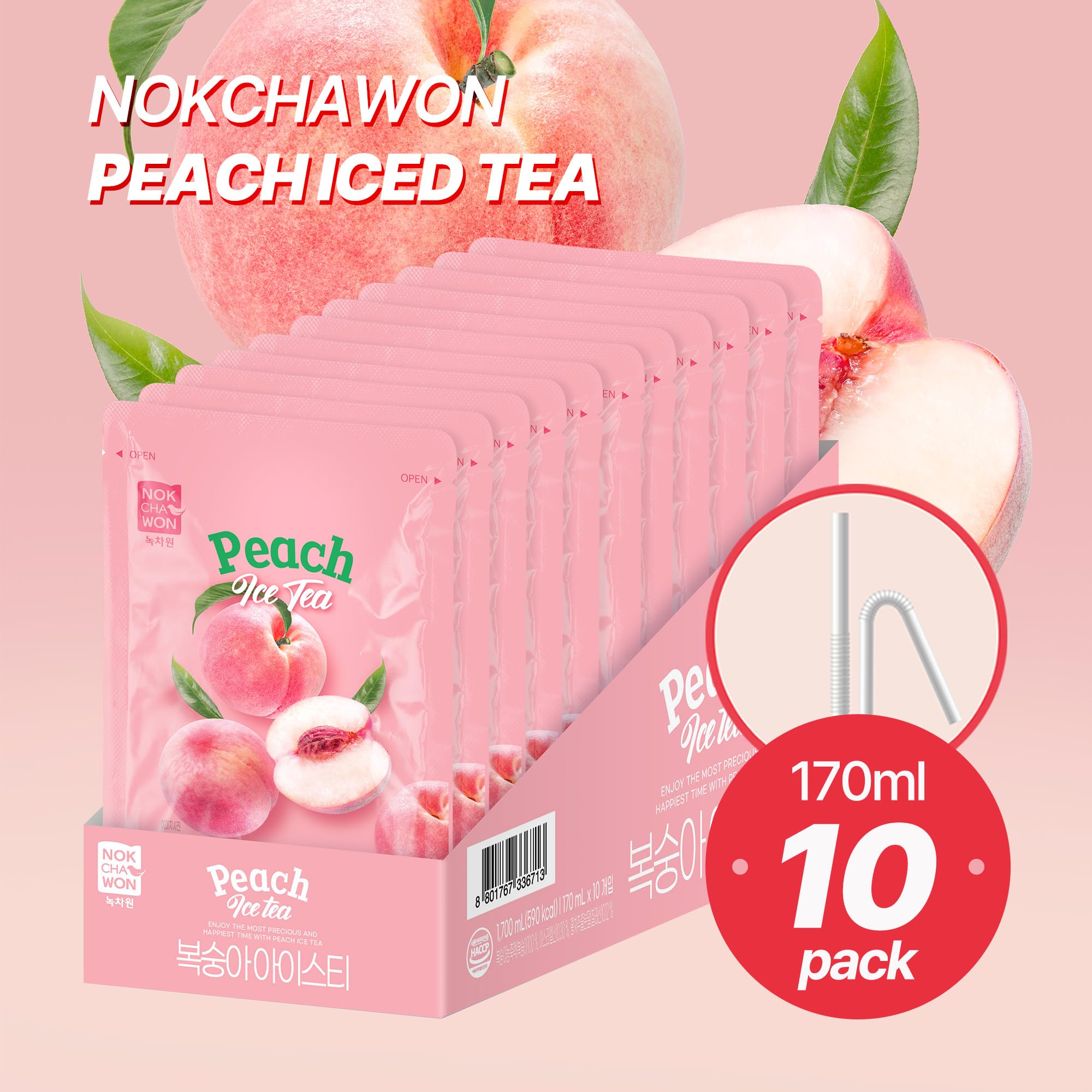 Amazon.com : [Nokchawon] Peach Iced Tea Pouches 10 Packs – Fruity