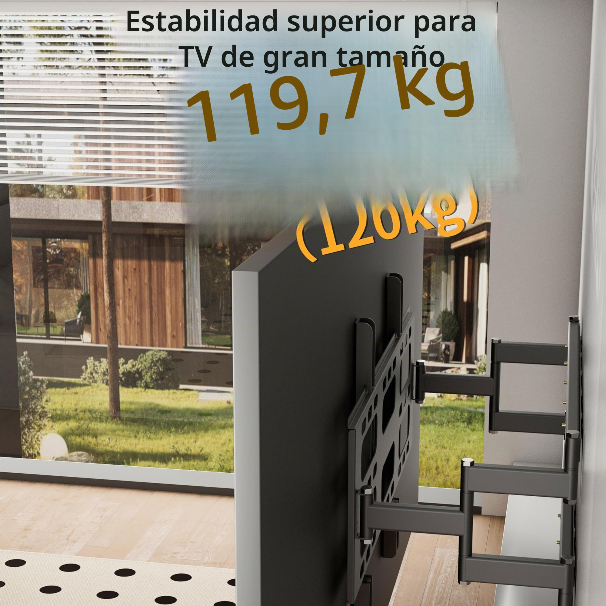UNHO Soporte TV Pared Extensible 55-100 Pulgadas | Doble Brazo Extensible y Giratorio de Acero Aleado Giro lateral 30°, Carga Máxima 120 kg, VESA 200x200 - 800x600 mm