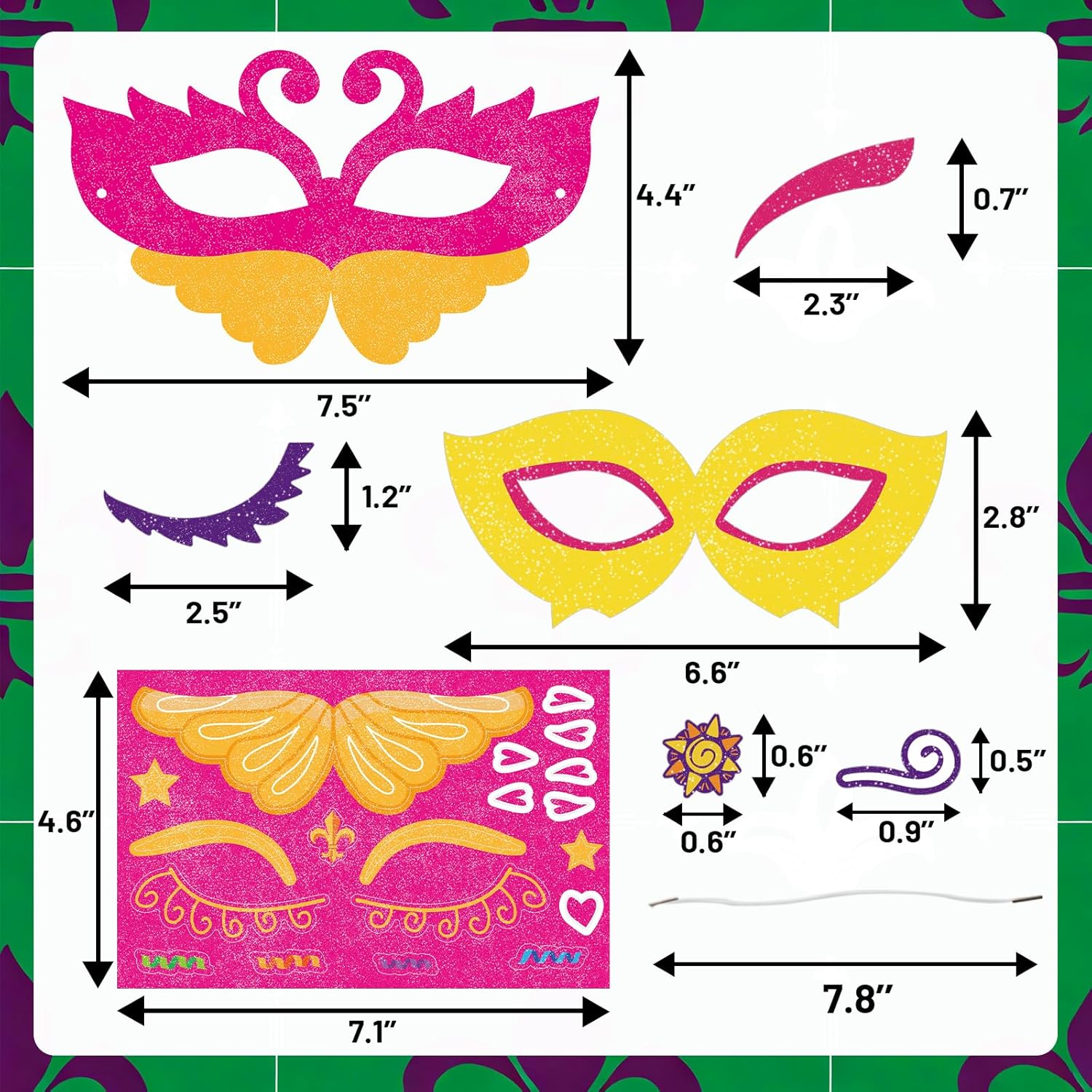 Fancy Land Mardi Gras Mask Craft Kits for Kids DIY Glitter Carnival Party Paper Masks for Masquerade Accessories Classroom Birthday Activities 24 Pack - Image 3