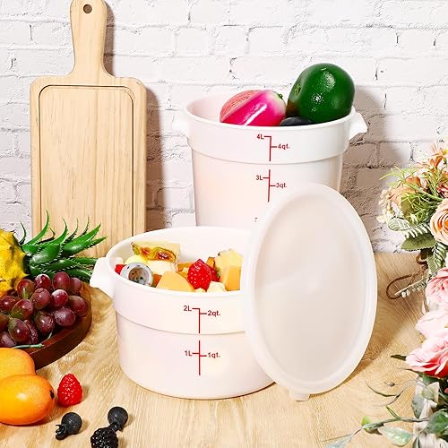 Miniatura 4 de 4 recipientes de almacenamiento de alimentos con tapas de 2 cuartos de galón de 4 cuartos de galón a prueba de masa, recipientes comerciales