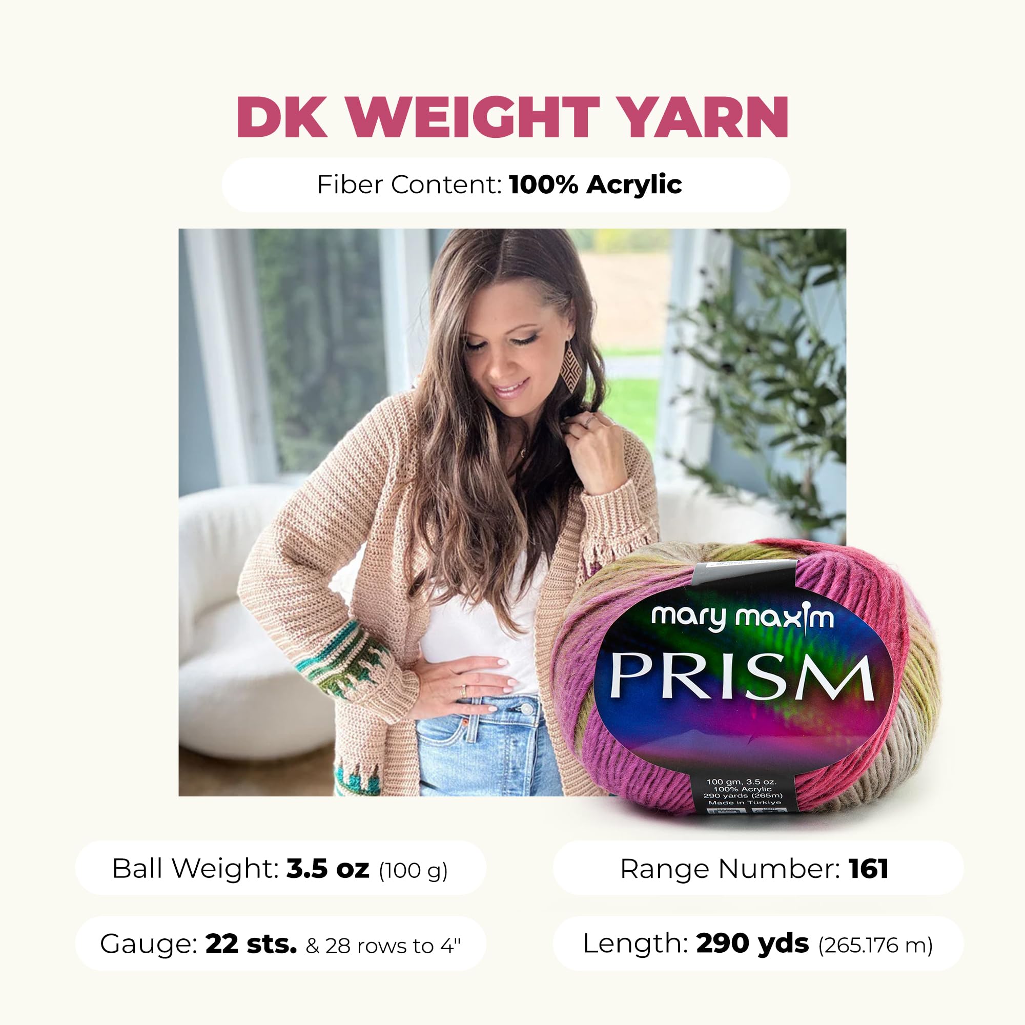 Amazon.com: Mary Maxim Prism Yarn, Soft Acrylic Multicolor DK Yarn
