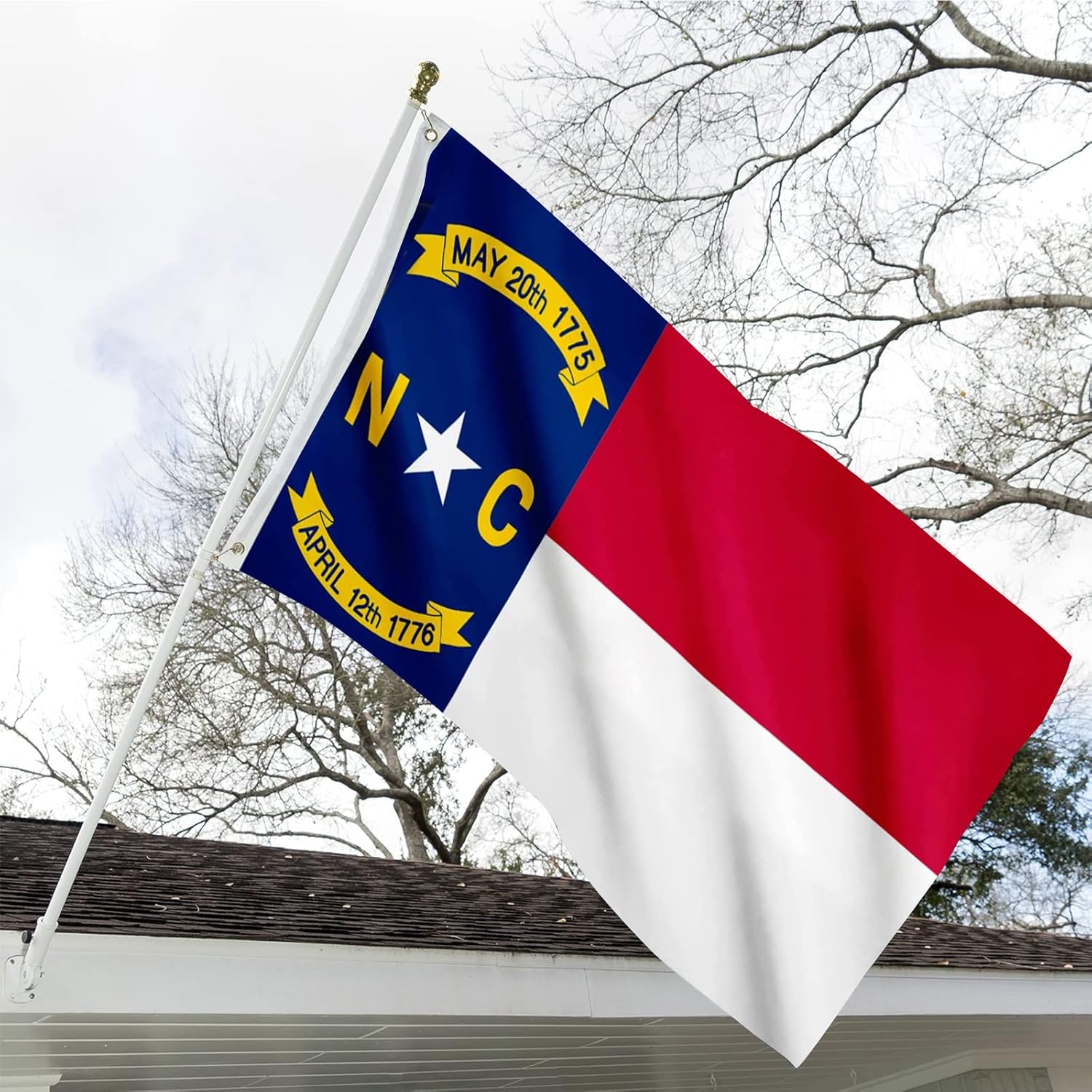 North Carolina State Flag 3x5 Double Sided Outdoor NC State Flags Heavy Duty 3 Ply with Durable Canvas Header and Brass Grommets Vivid Colors - Image 2