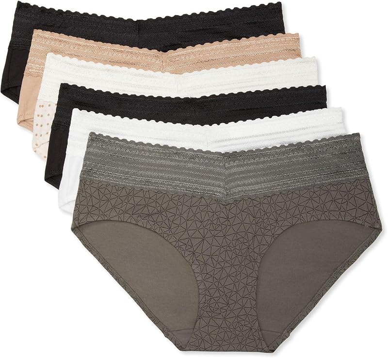 Women's Blissful Benefits Dig-free Comfort Waist With Lace Cotton Hipster 6-pack Ru2266w