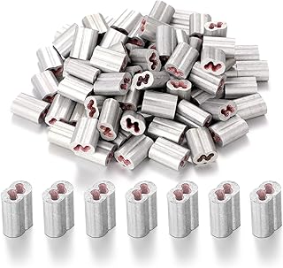 100 Pack Barbed Wire Crimp Sleeves Gritted Crimping Sleeve 2-3 Silver Provides Superior Wire Gripping Quick Splice in Line Strainer Loops for 12 1/2 Gauge