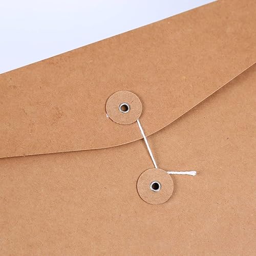 Vista 17 de VANRA Carpeta de archivos de cuerda de papel kraft, sobre para archivar proyectos, documentos, organizador de cartas, plano, sin expansión