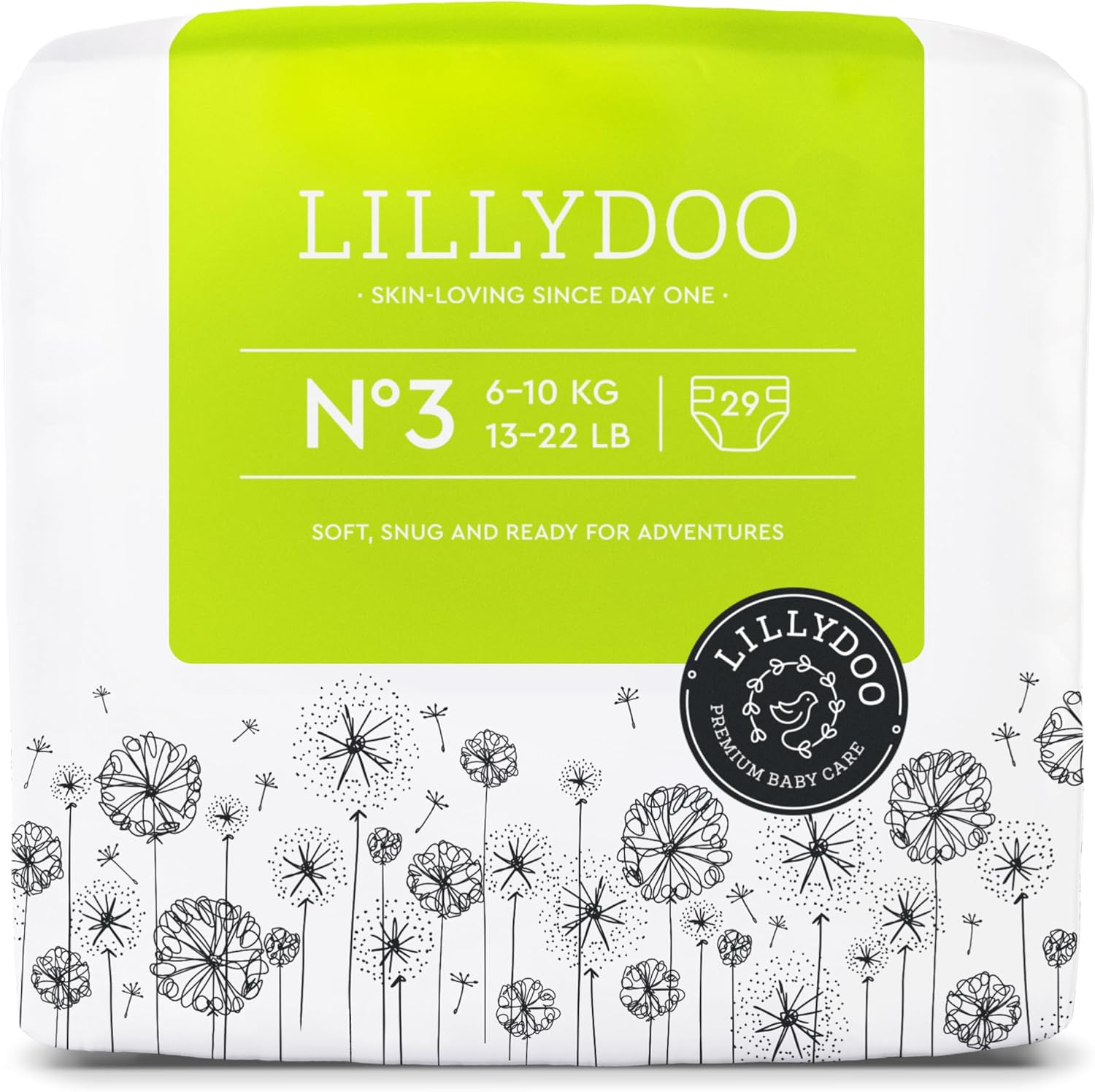 LILLYDOO Skin-friendly Baby Nappies - Size 3 (6+ kg), Pack of 29, Safe Leak Protection, Soft, No Perfumes & Lotions for Sensitive Skin, Dermatologically Tested