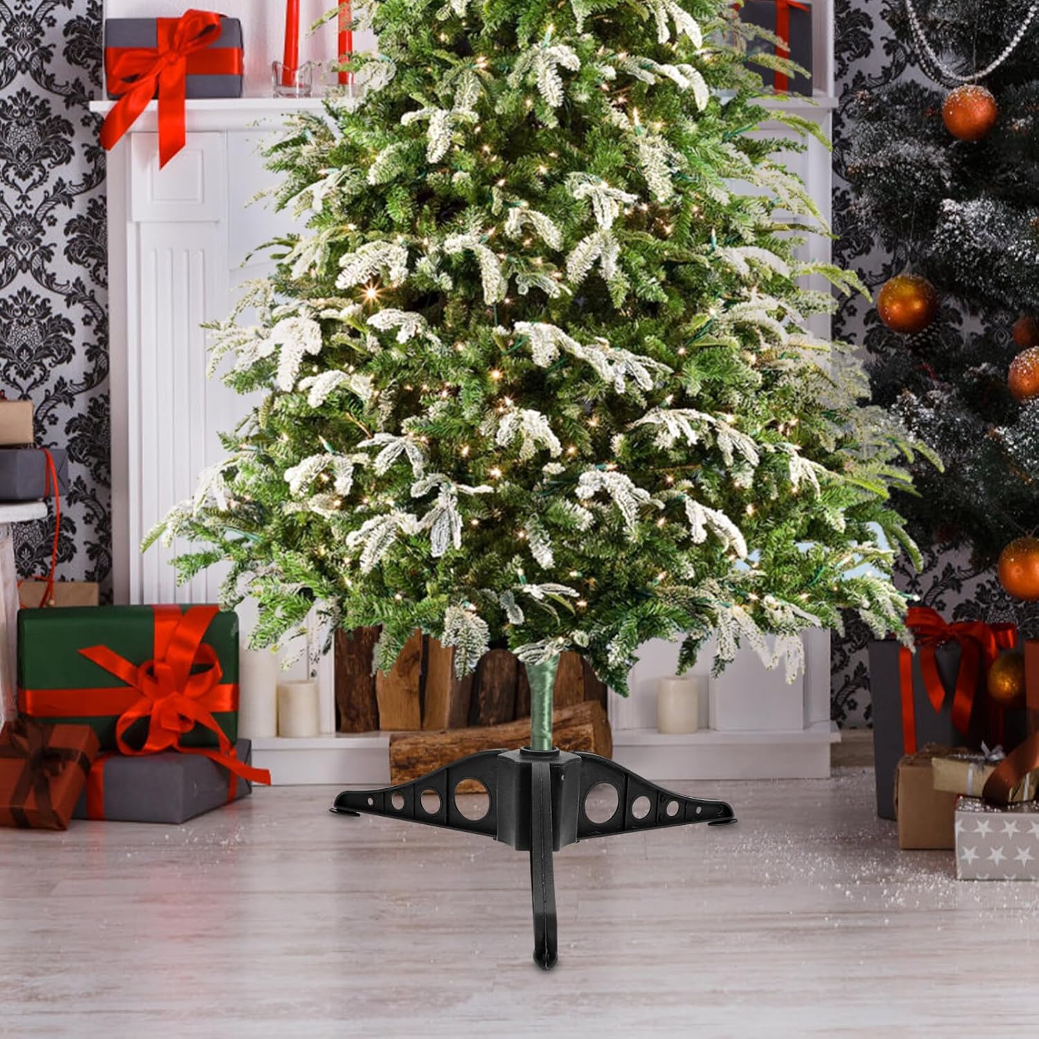 Kichvoe Plastic Christmas Tree Stand Artificial Xmas Tree Base Replacement Folding Christmas Tree Holder Base for Christmas Tree Accessory Black