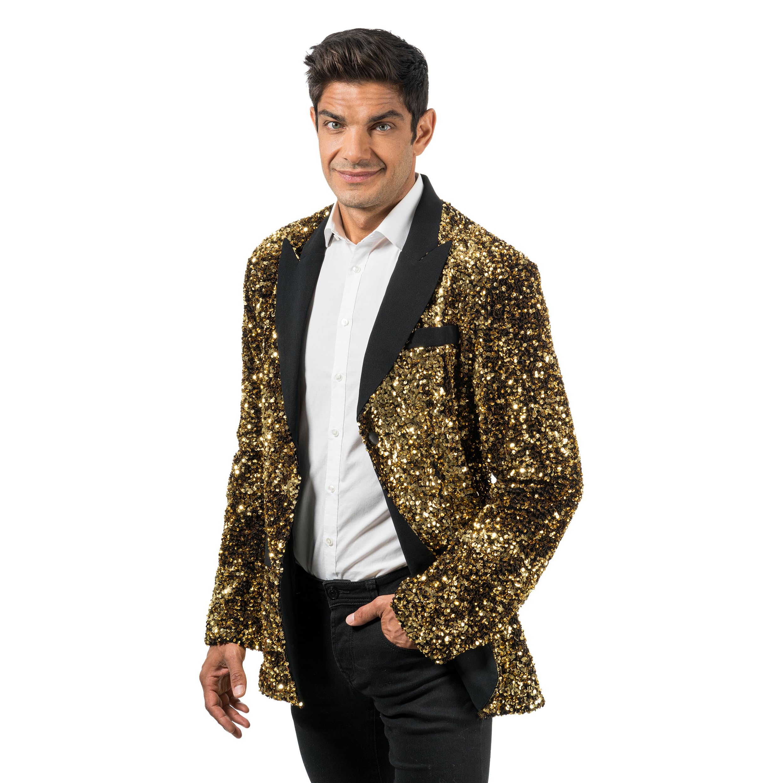 Chaks - Giacca con paillettes, giacca scintillante, costume da showman | Outfit per festival e Carnevale, giacca con paillettes per donna e uomo, Capodanno, palcoscenico e feste a tema