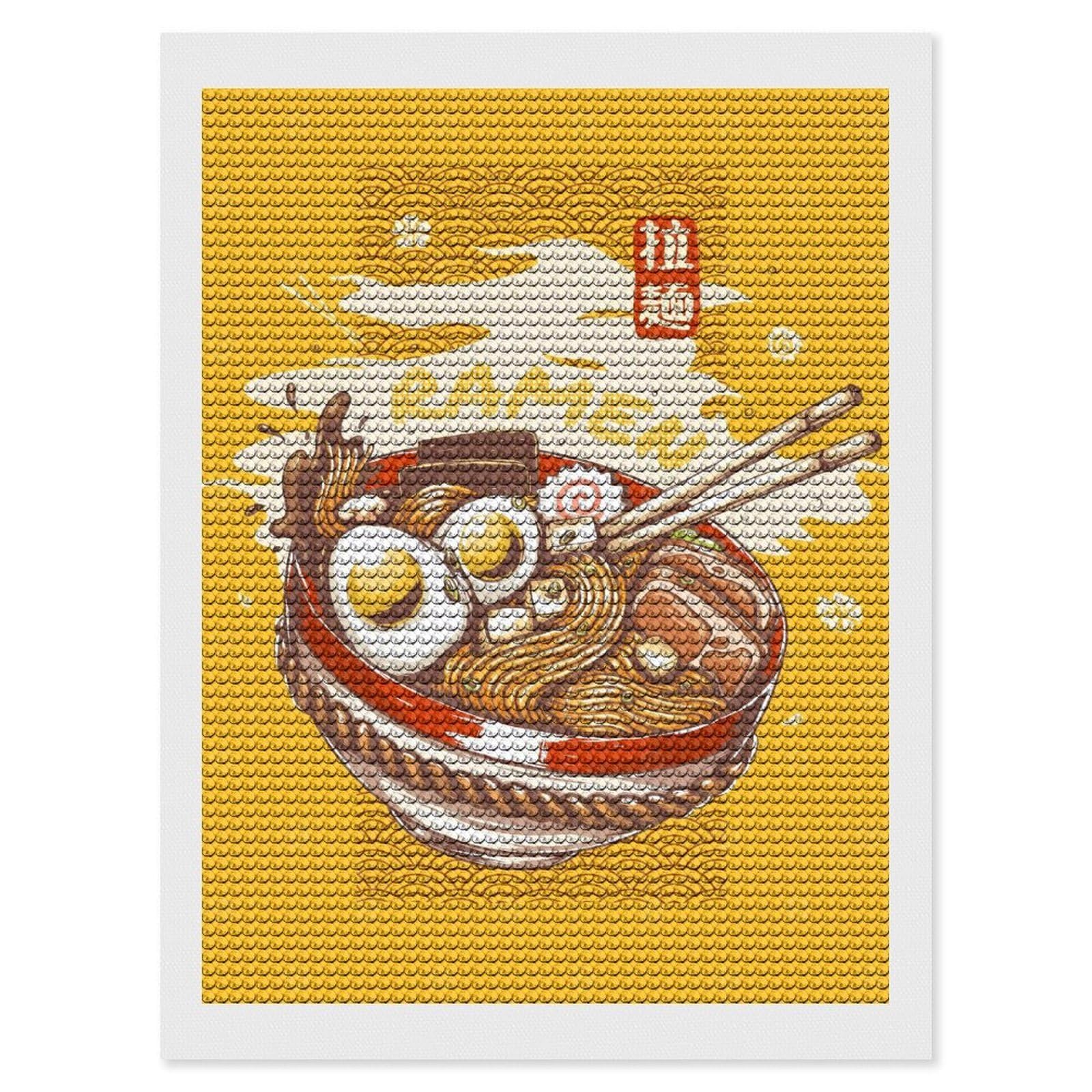 Junmoney Ramen Diamond Art Kit 12"x16", Modern Decor, Farmhouse Decor, Home Wall Art, Festive Craft Gift, Handmade Wall Decor