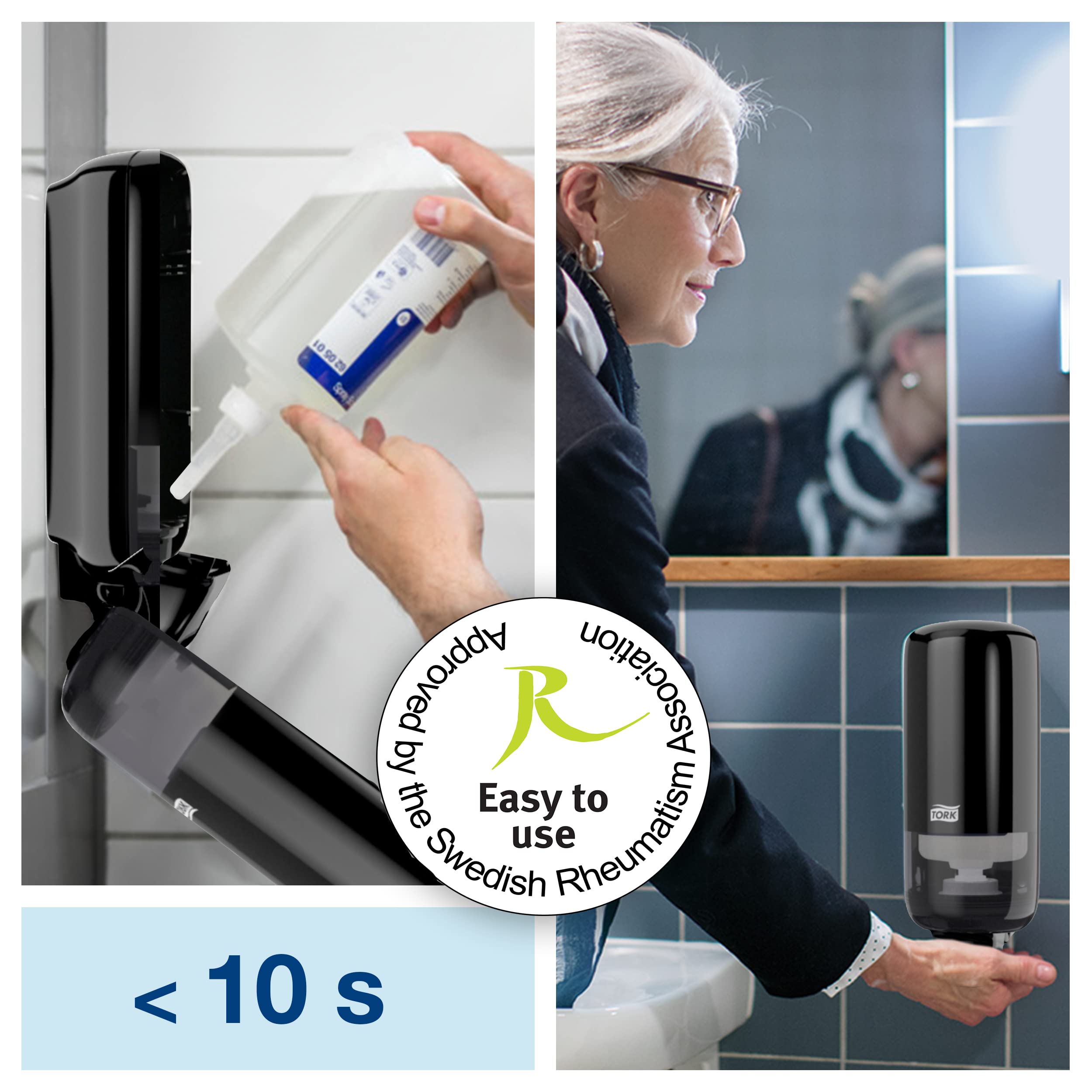 Tork 561508 Dispensador para Jabón en Espuma / Dosificador Elevation compatible con el sistema S4 / Negro