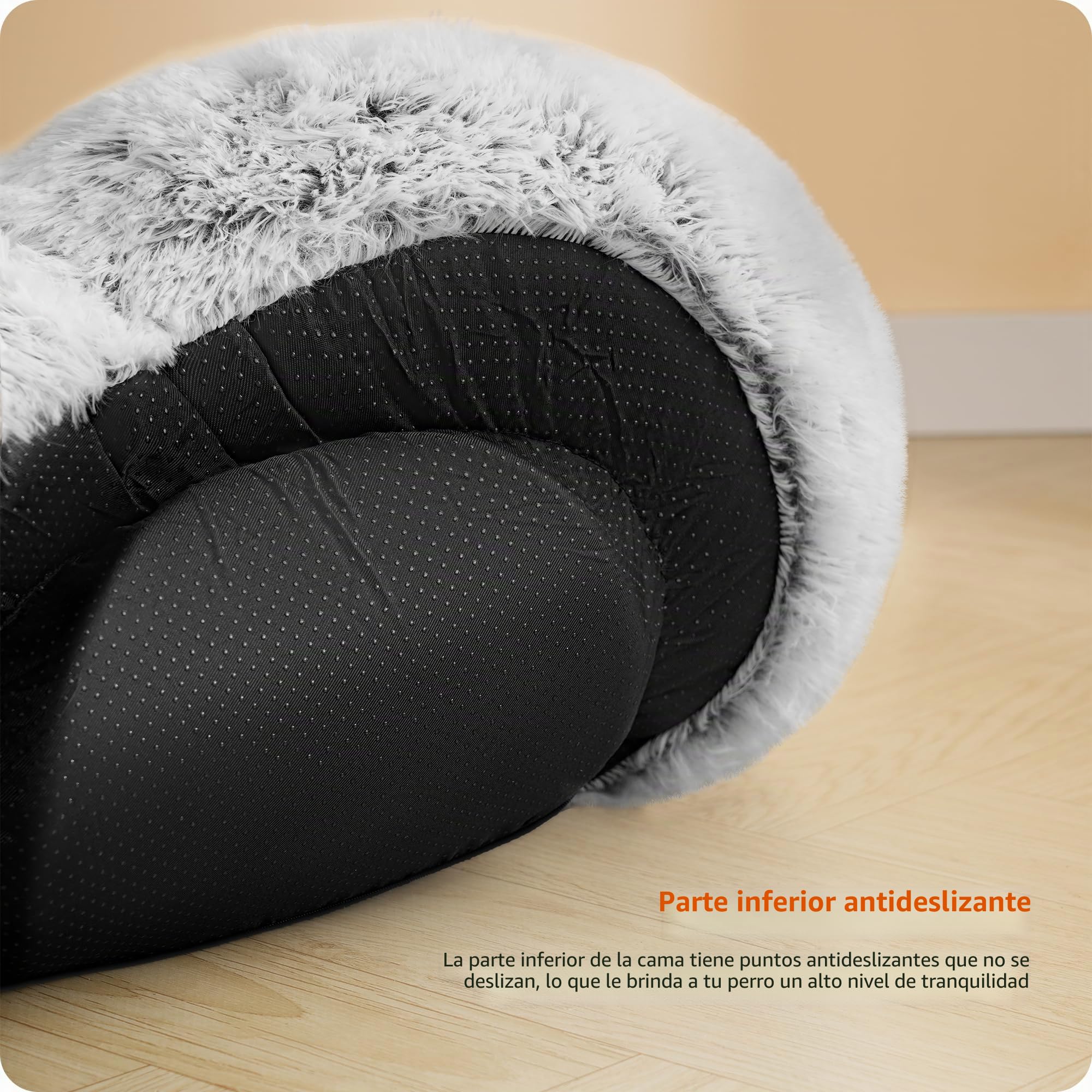 HMTOPE Cama Ortopédica Redonda Cojín para Perro Sofá Cama para Gato Donut Acogedora Cesta para Perro Lavable, 100 cm Ø, Gris Claro