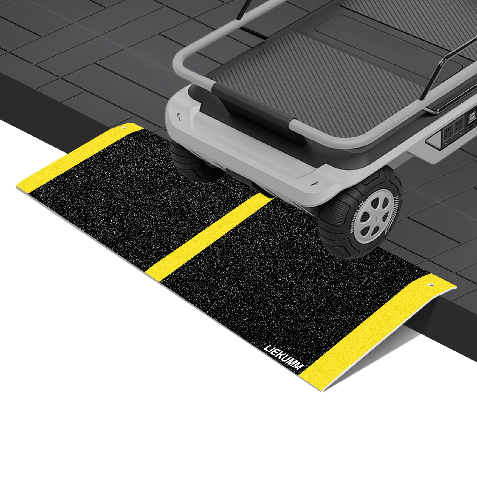 LIEKUMM Rampa de Umbral para Puerta 30x80 cm,Rampa de Aluminio Portátil con Superficie Antideslizante, Capacidad 300 kg, Rampa de Puente para Silla de Ruedas para escaleras, escalones,bordillos,Negro
