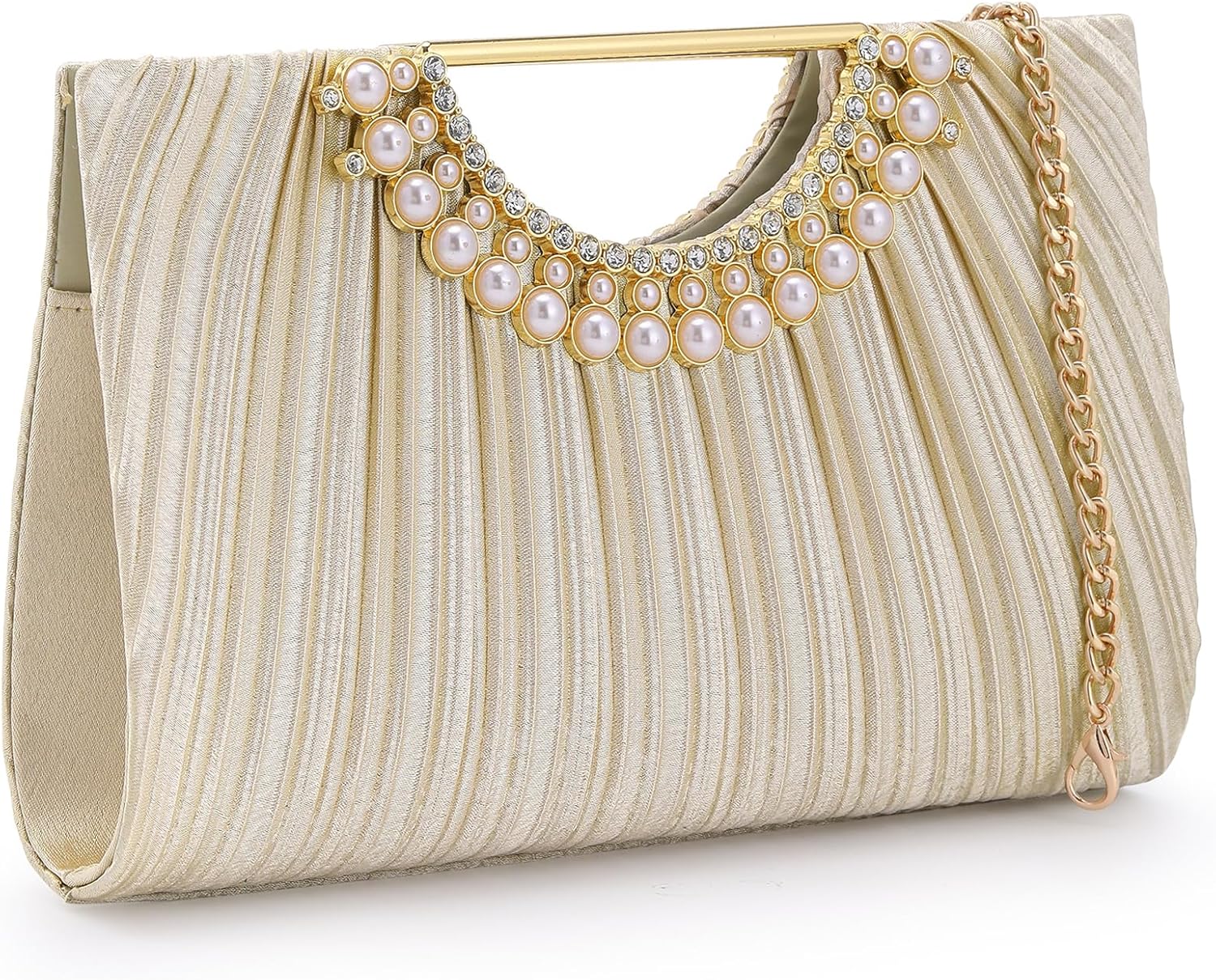 Women’s Satin Top Handle Envelope Clutch Purse with Detachable Chain – Evening Handbag for Wedding Party Prom
