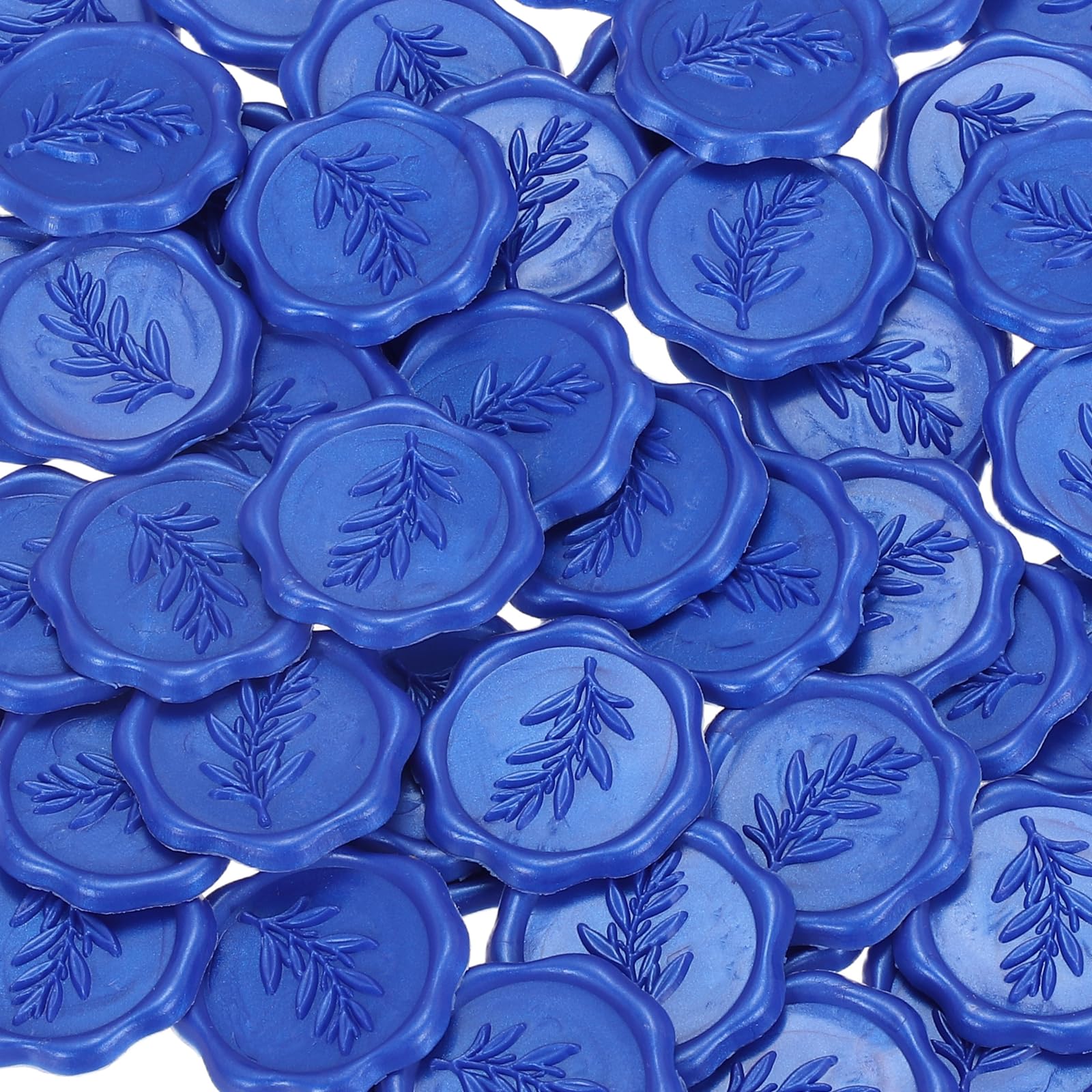 PATIKIL Wax Stamp Stickers, 100Pcs Wax Seal Stickers 3D Embossed Self-Adhesive Envelope Seals Foliage Pattern for Wedding Invitations Gift Wrapping Party DIY Craft, Blue