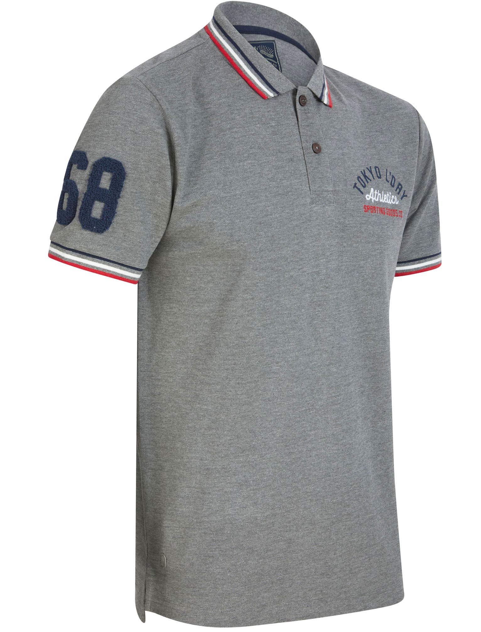 Tokyo Laundry Men's Mid Grey Marl Parkersburg Cotton Pique Polo Shirt - S