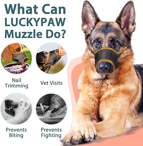 Miniatura 5 de Bozal para perro, bozal de malla para perros grandes, medianos y pequeños, bozales suaves para morder, masticar ciertos ladridos, cubierta bucal