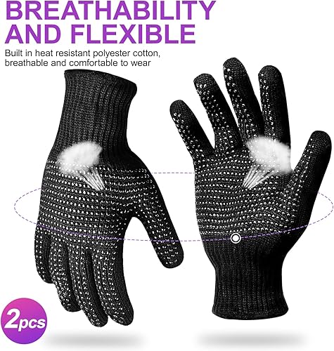 Miniatura 3 de Sopito Guantes resistentes al calor con golpes de silicona, 2 guantes profesionales a prueba de calor para peinar el cabello