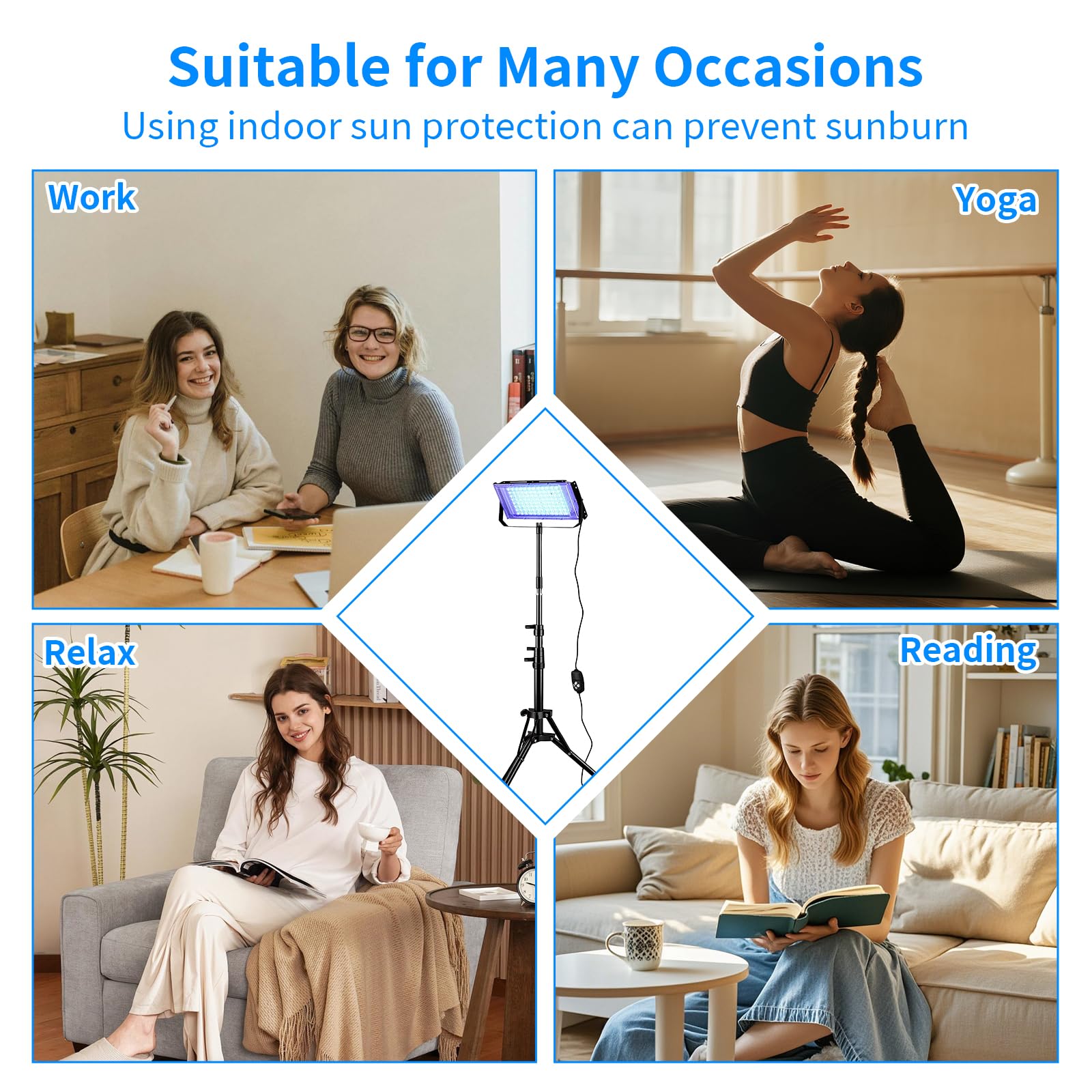 Tragbares Solarium für Zuhause – Bräunungslampe für Gesicht und Körper mit Timer, 31×31 cm