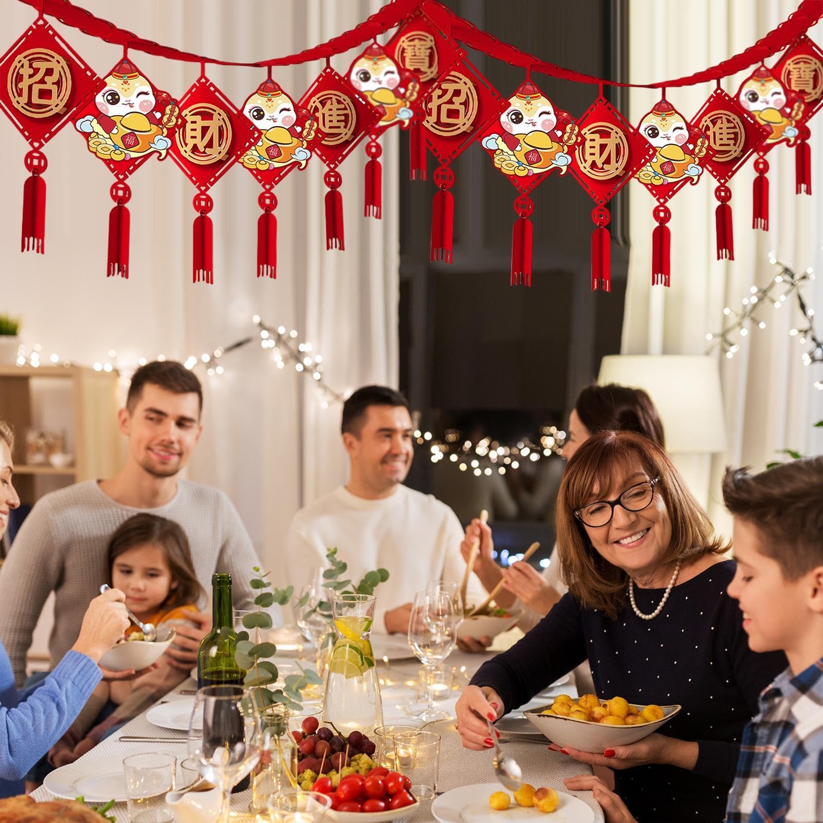 Amazon.co.jp: 中国の旧正月ガーランド、2025年ハッピー中国の旧正月