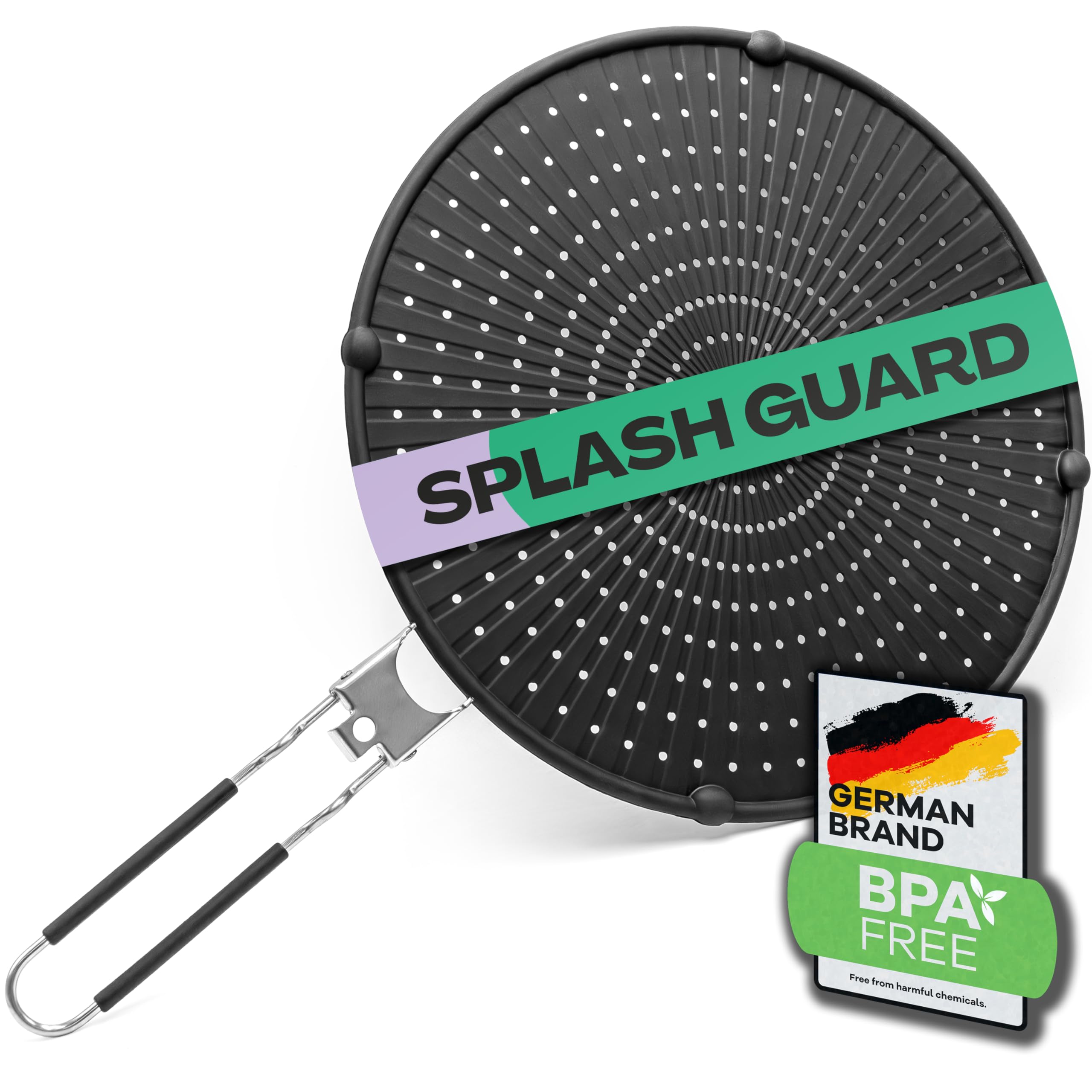 NetroxHome - Splash protection pans foldable made of silicone - heat-resistant, food-friendly, dishwasher-safe - for pan up to 30cm - Splash protection strainer, splash protection lid for frying, Spla