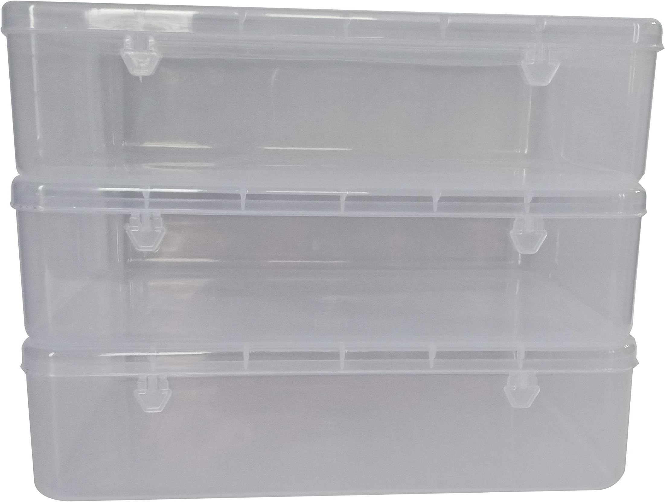 Feliz clear plastic rectangular large storage boxes size 10.75x6.75x2.5 inches (set of 3)