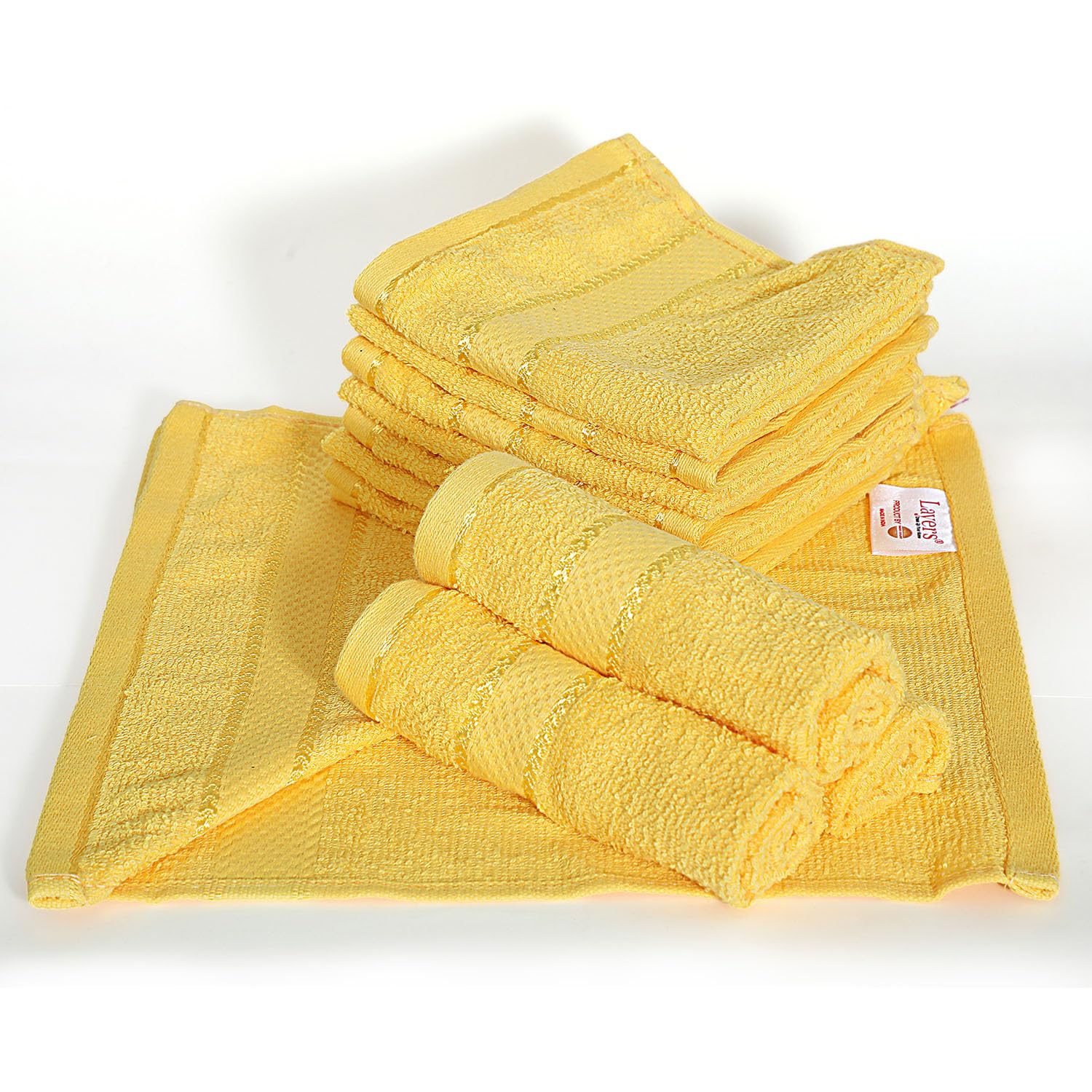 Layers 100% Cotton Face Towels Pack of 12 | Everfresh Collection | 380 GSM Super Soft & Highly Absorbent | Skin-Friendly | Fade Resistant | Face Towel for Men & Women | 30 x 30 cm – Yellow-image-13