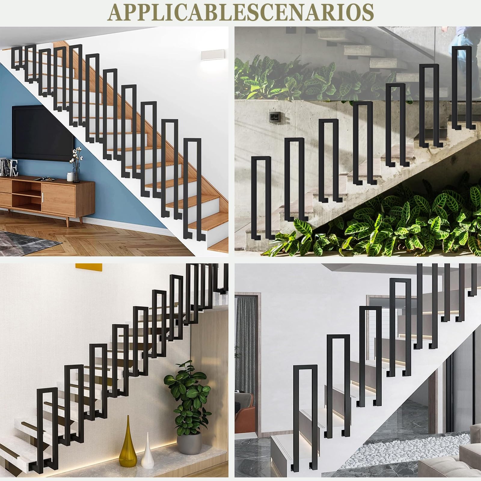Indoor Stair Railing U Shaped Stair Handrail Stair Handrail Outdoor Stair Handrail Black Handrail For Balconies Hallways Apartments Villas (U Black, U -90cm - View #11