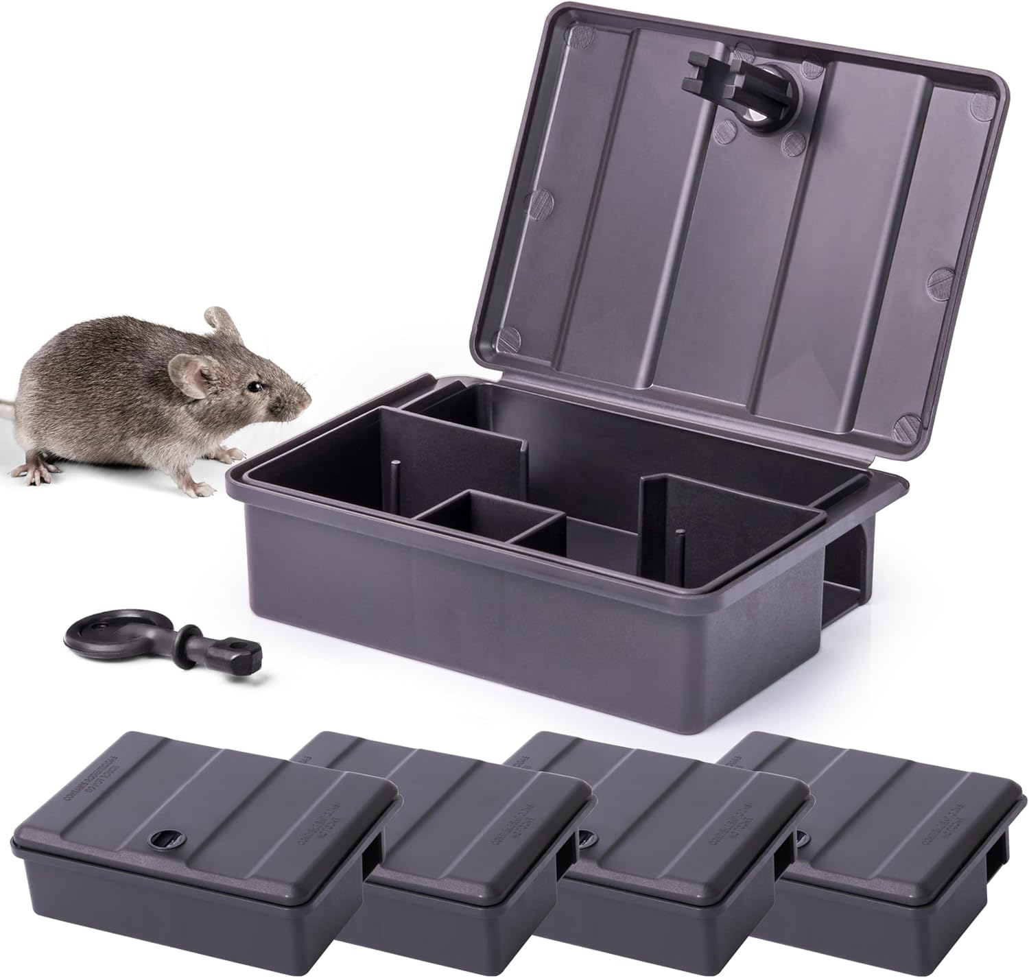 PINEEA Bait Box Mice Set (5 Pieces) Bait Station Mouse 13.4 x 10 x 4