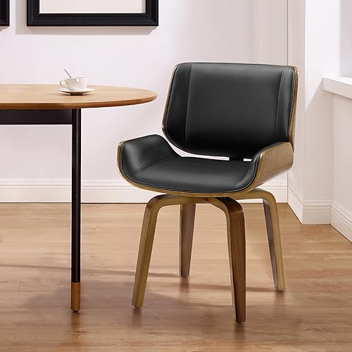 Zouron Sillas de comedor giratorias, silla de escritorio moderna de mediados de siglo sin ruedas, silla de sala de estar de piel sintética con patas