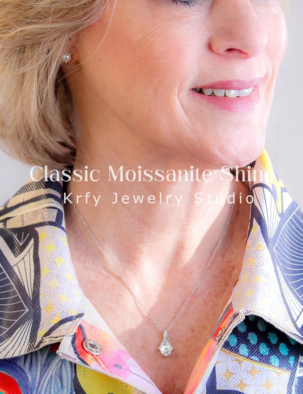 Krfy 925 Sterling Silver Moissanite Necklace for Wife Mom Grandma from Husband Son Daughter Grandchildren, Heart Pendant Necklaces for Women Jewelry, Mother Mama Birthday Mother's Day Holiday Present