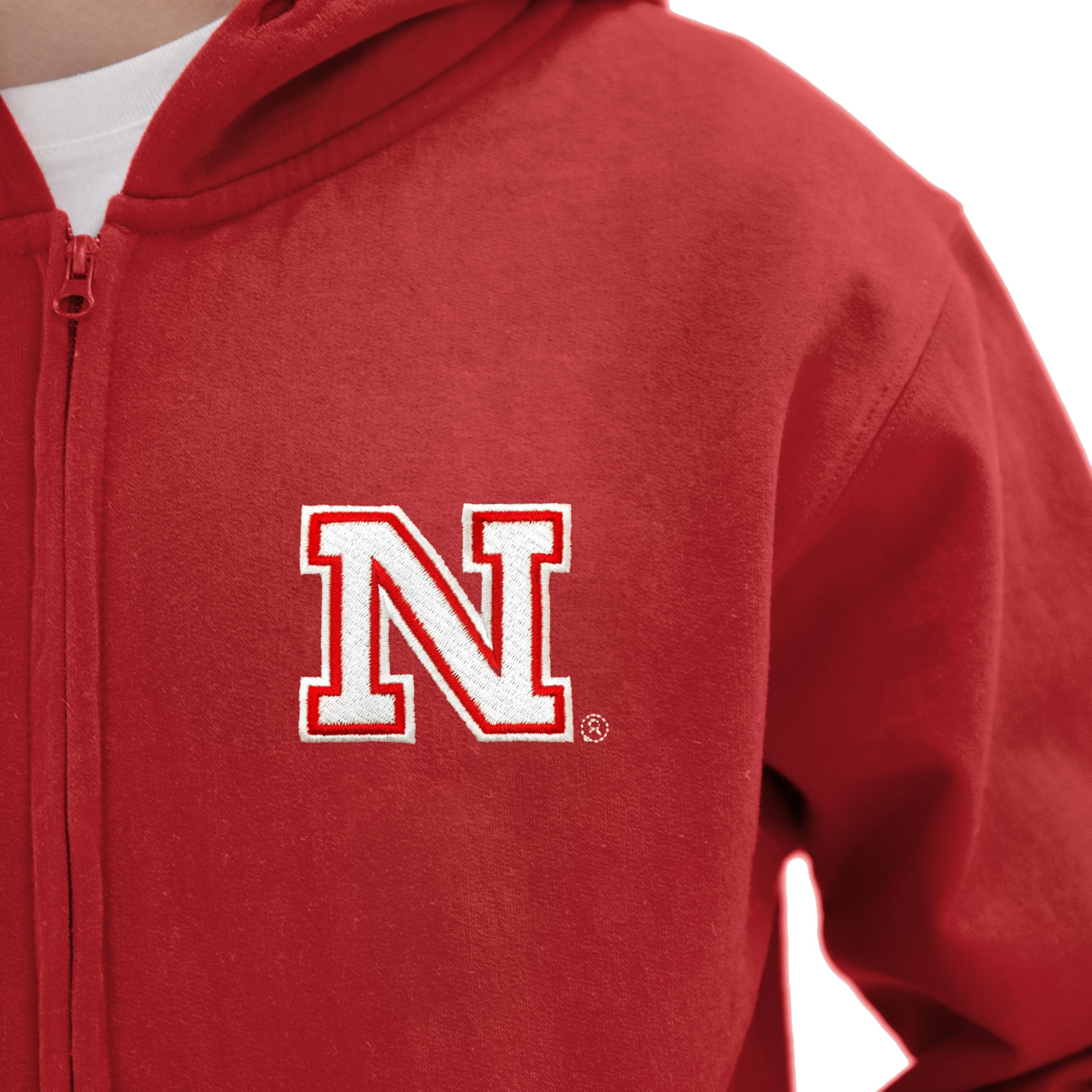 Little King NCAA - Sudadera con capucha de forro polar de algodón con cremallera completa y logotipo del equipo bordado (YS YM YL YXL)
