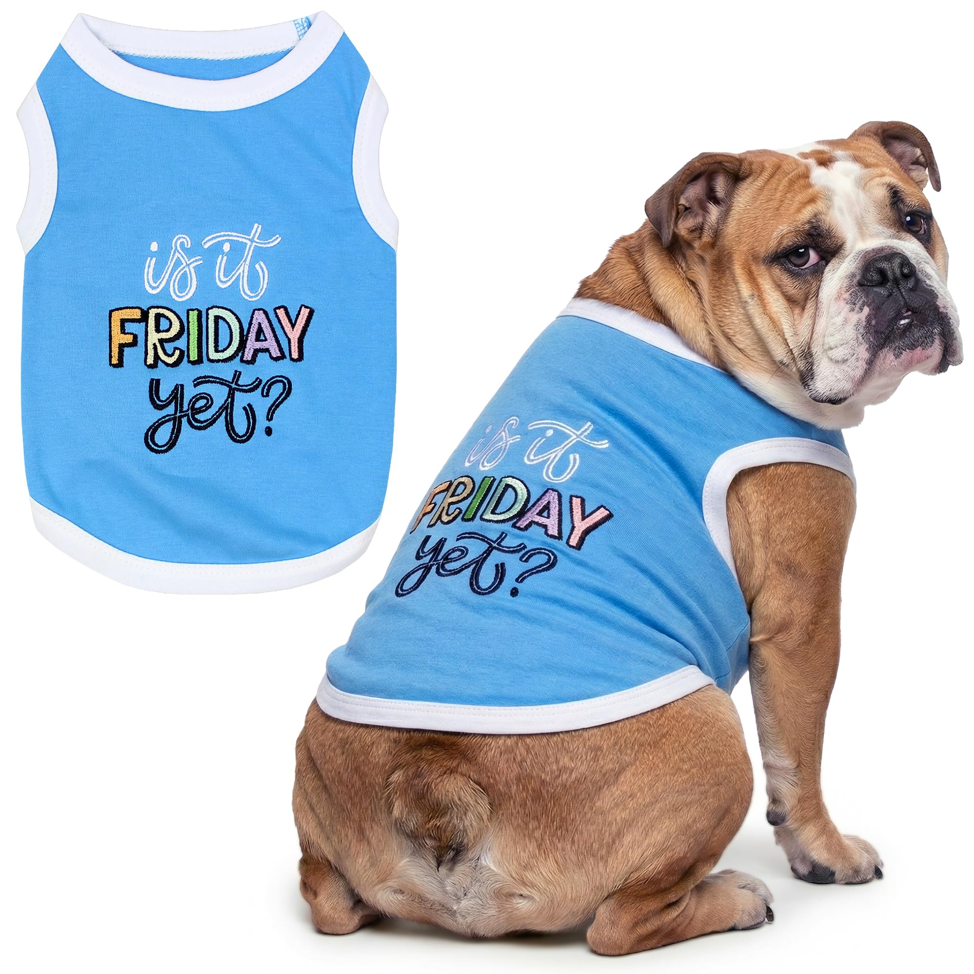 Parisian Pet Dog Shirt – 100% Cotton Shirts for Large Dogs – Sleeveless Puppy Vest – Lightweight and Breathable Pet Apparel – Pullover Summer Blue Dog Clothes - Stretchy Funny T Shirts for Dogs