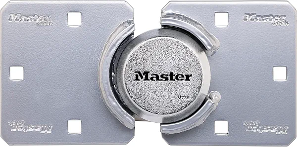 Master Lock Chrome Puck Lock, Heavy Duty Hidden Shackle Lock and Hasp, Solid Steel Lock for Trucks, Trailers, or Vans, M736XKAD