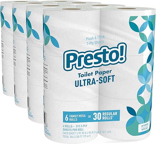 Amazon Brand - Presto! 2-Ply Ultra-Soft Toilet Paper, 24 Family